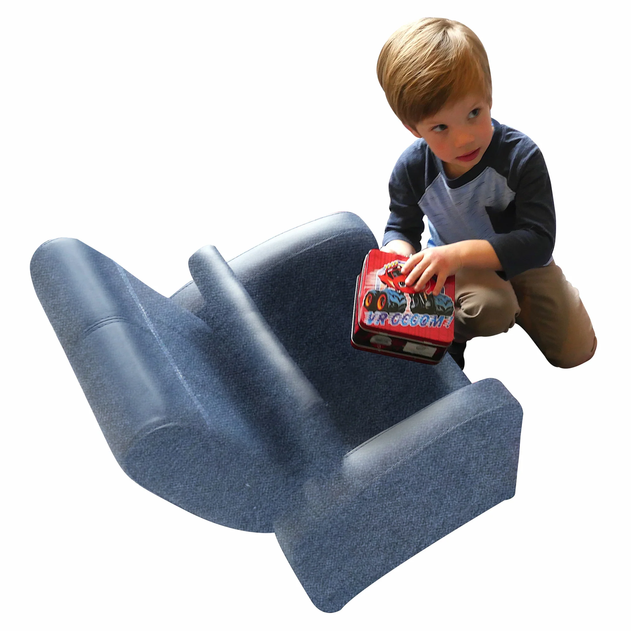 Kids Blue Comfy Upholstered Recliner Chair with Storage By Homeroots - Image 5