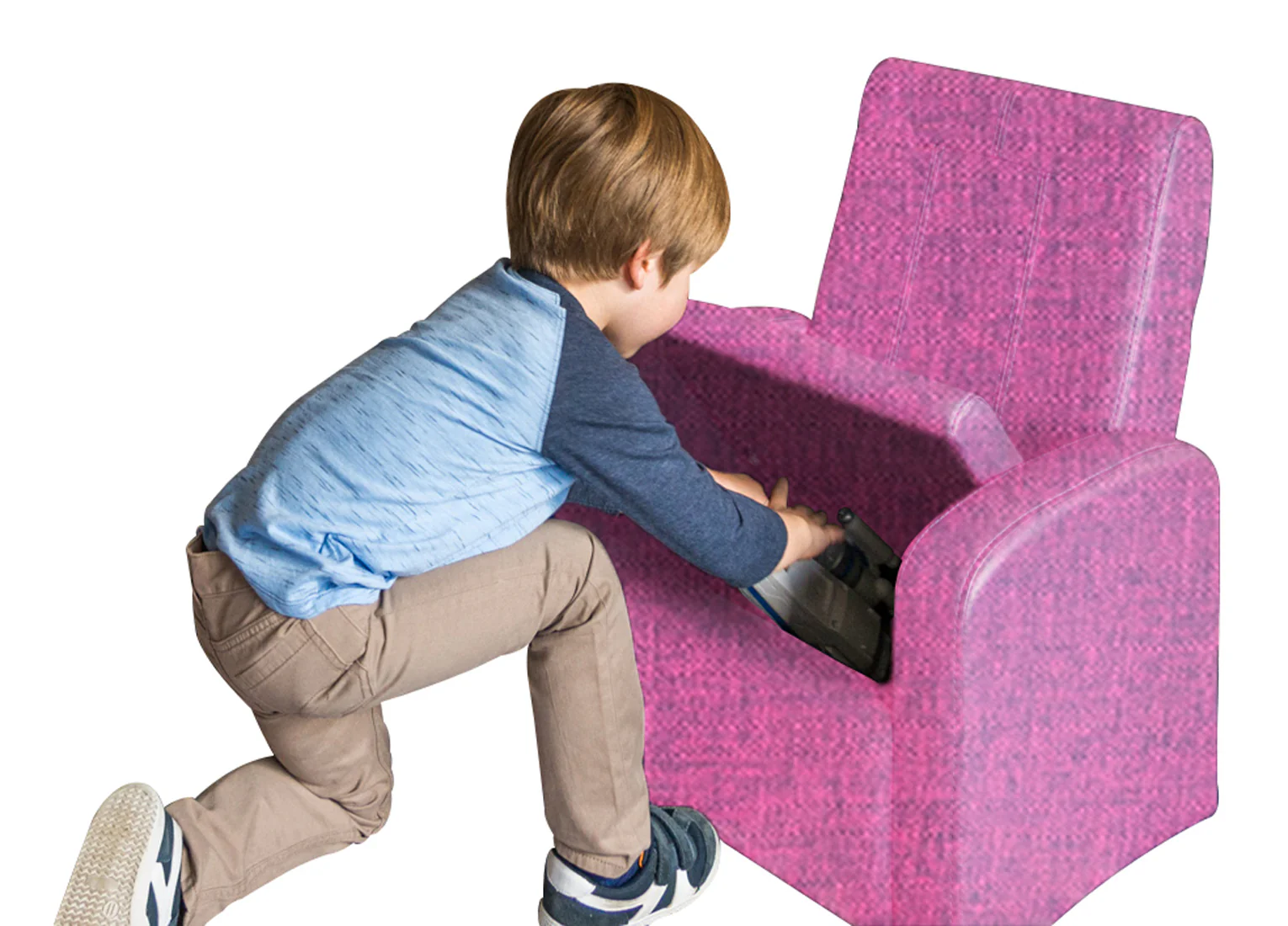 Kids Pink Comfy Upholstered Recliner Chair with Storage By Homeroots - Image 4