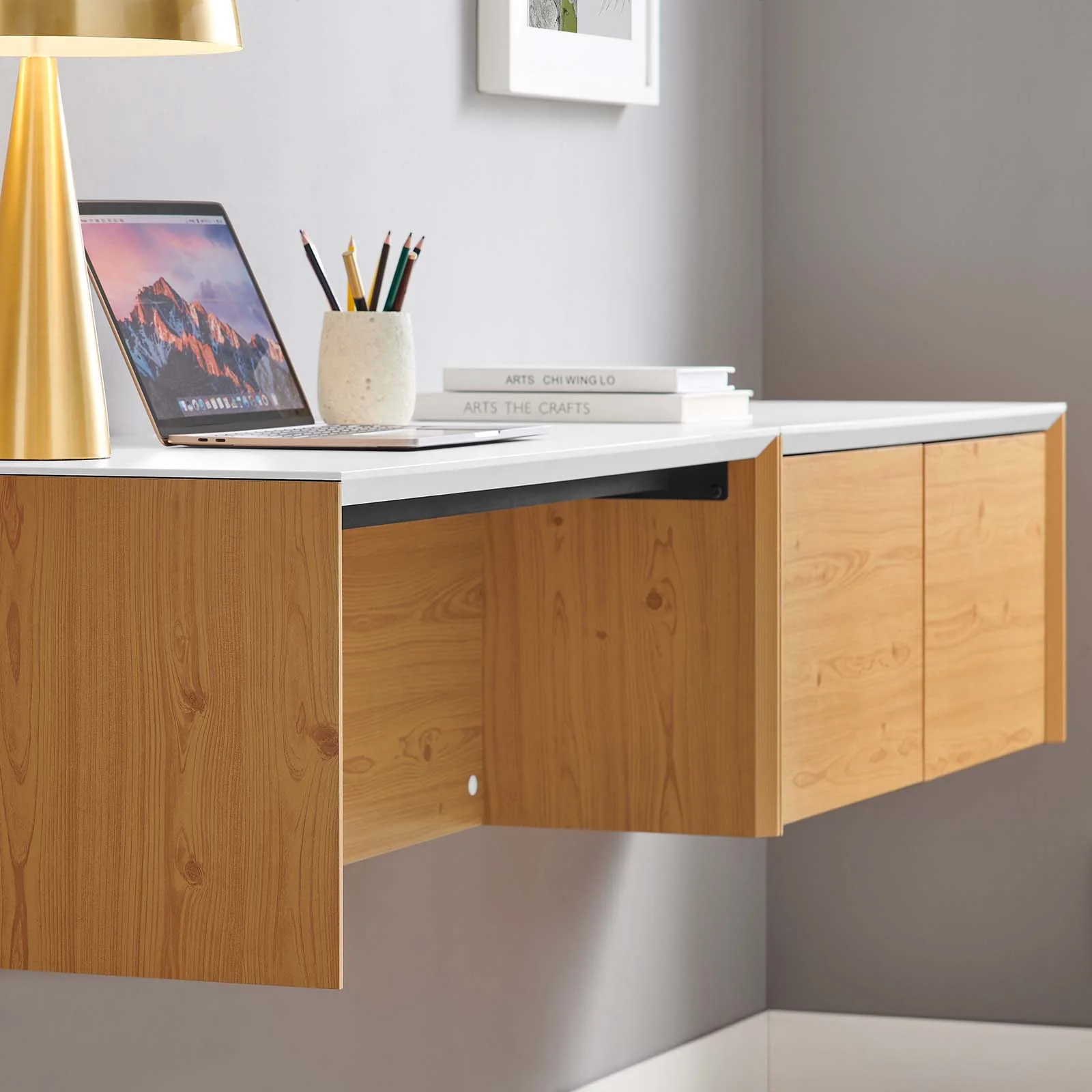 Kinetic 38" Wall-Mount Office Desk With Cabinet and Shelf By Modway - EEI-6311 - Image 15