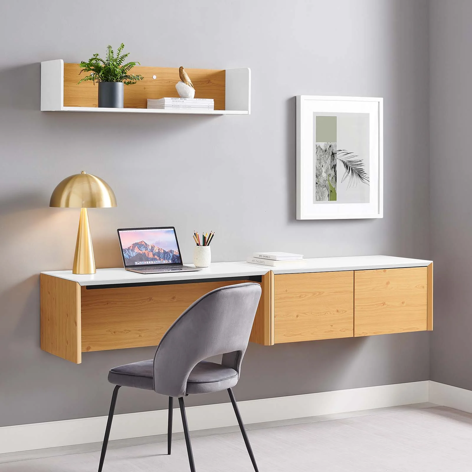 Kinetic 38" Wall-Mount Office Desk With Cabinet and Shelf By Modway - EEI-6311 - Image 16