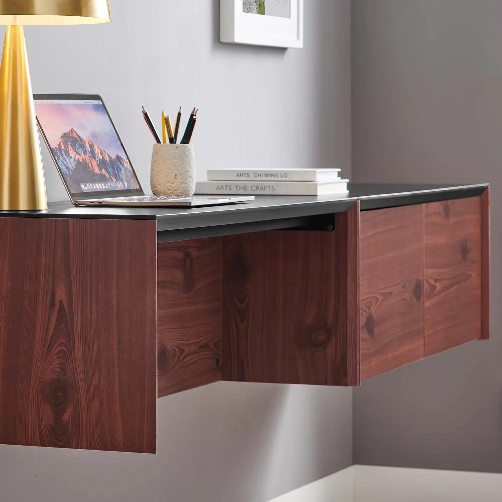 Kinetic 38" Wall-Mount Office Desk With Cabinet and Shelf By Modway - EEI-6311 - Image 8