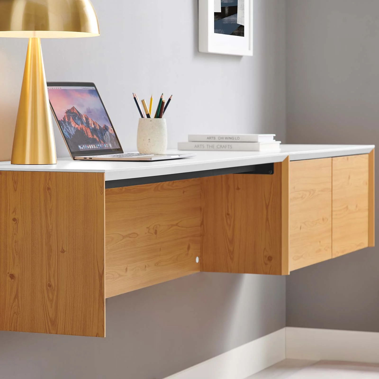 Kinetic 49" Wall-Mount Office Desk With Cabinet and Shelf By Modway - EEI-6312 - Image 15
