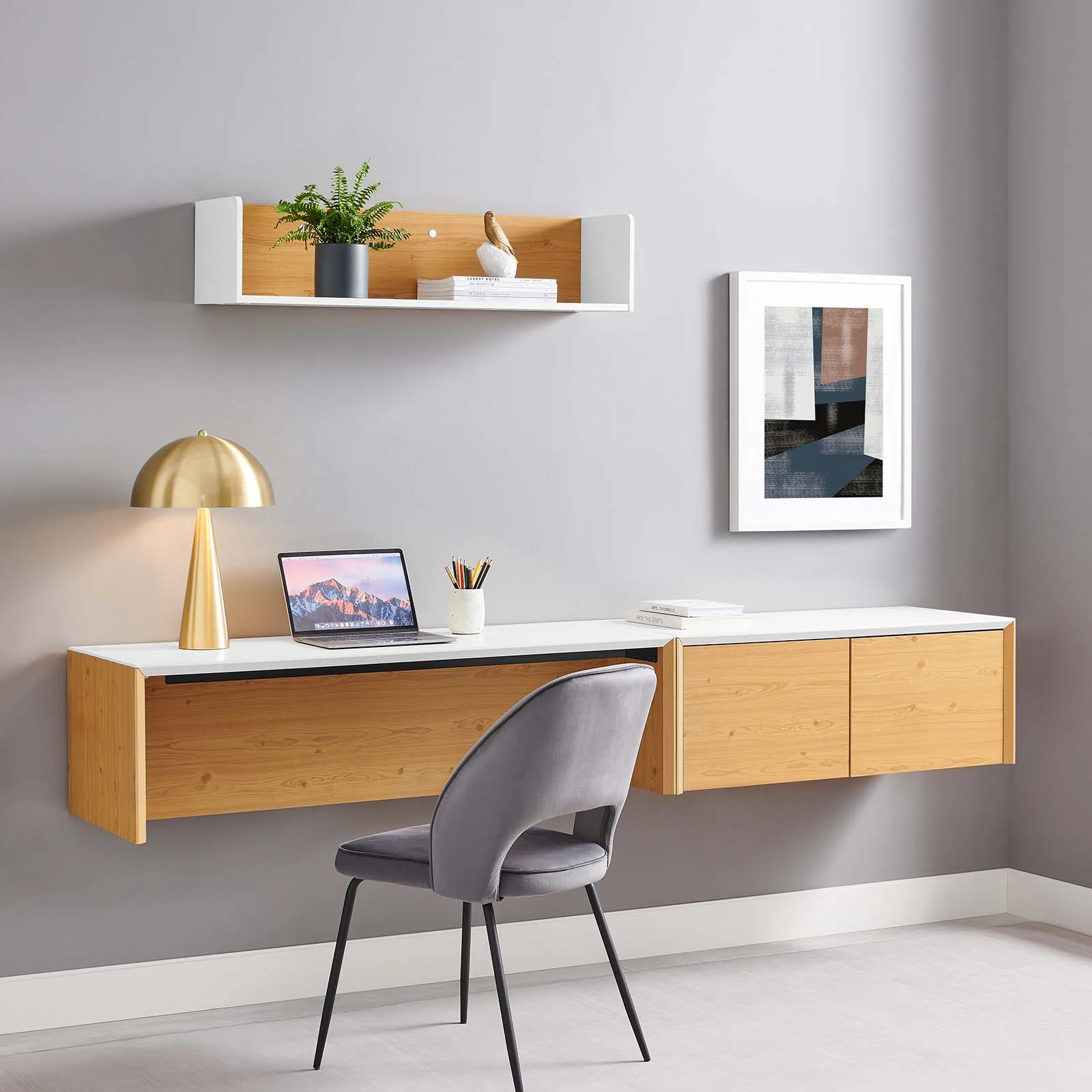 Kinetic 49" Wall-Mount Office Desk With Cabinet and Shelf By Modway - EEI-6312 - Image 16