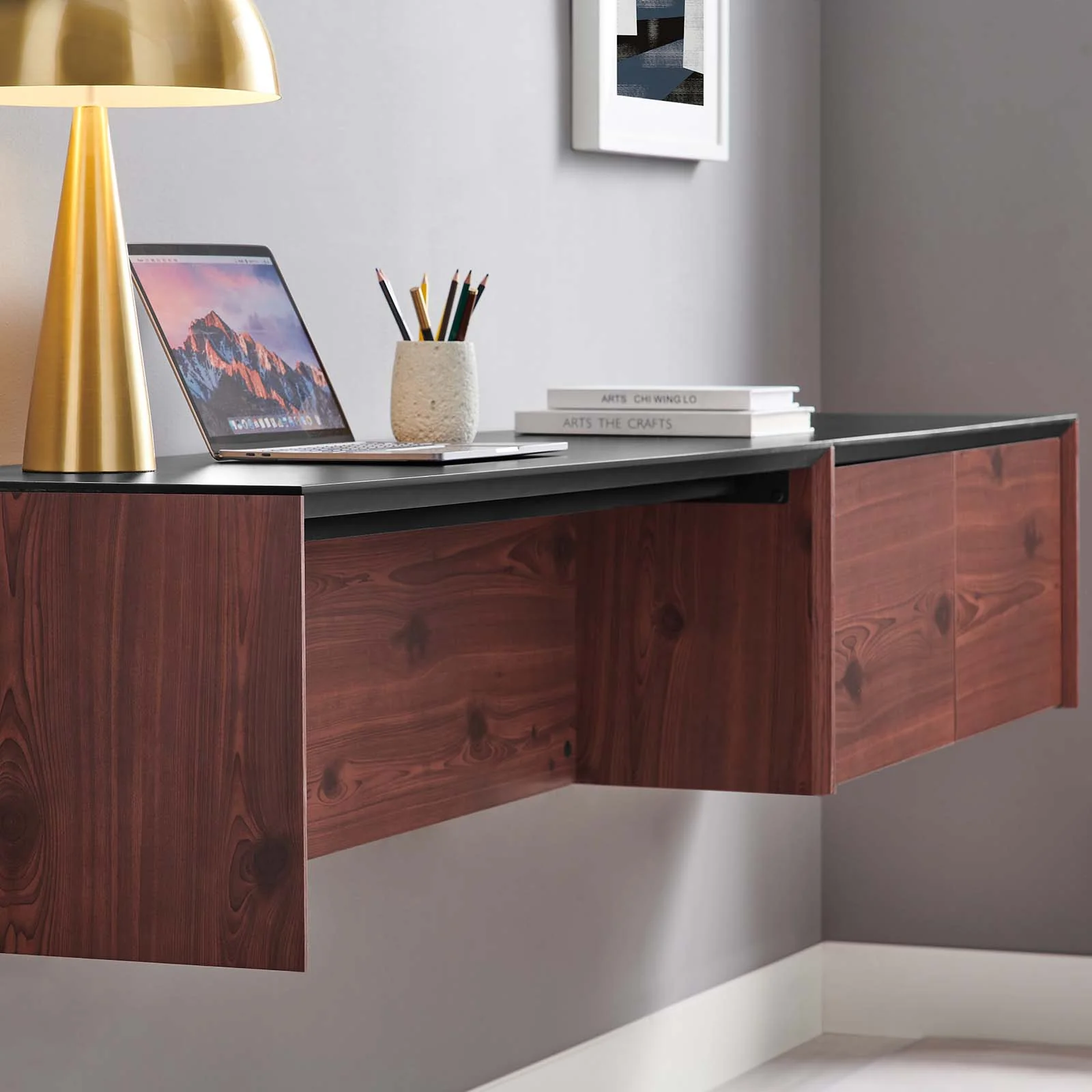 Kinetic 49" Wall-Mount Office Desk With Cabinet and Shelf By Modway - EEI-6312 - Image 8