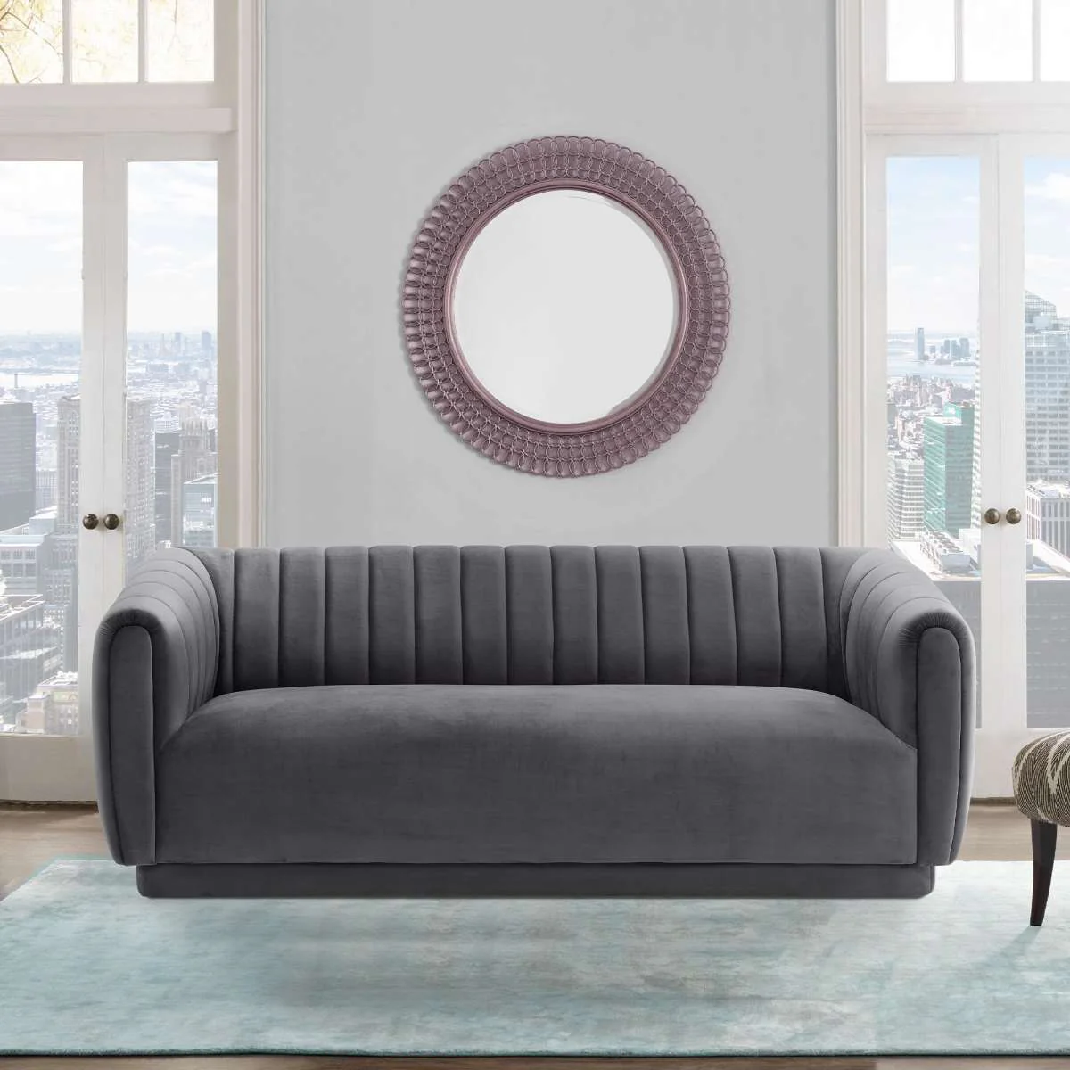 Kinsley Blush Modern Velvet Sofa  By Armen Living - Image 5