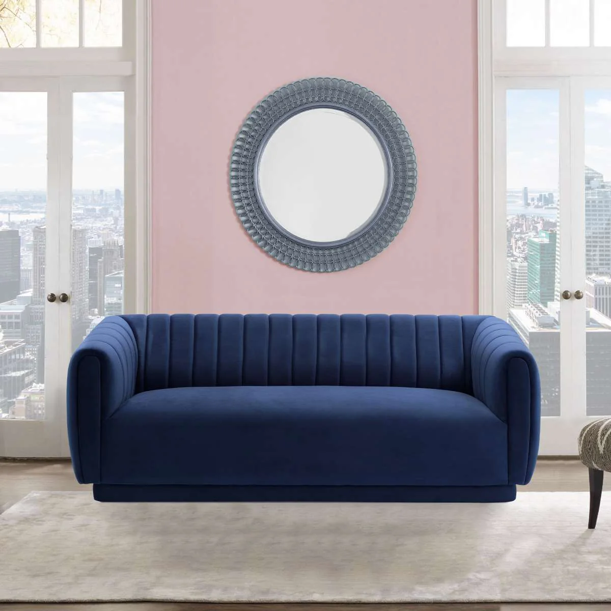 Kinsley Blush Modern Velvet Sofa  By Armen Living - Image 9