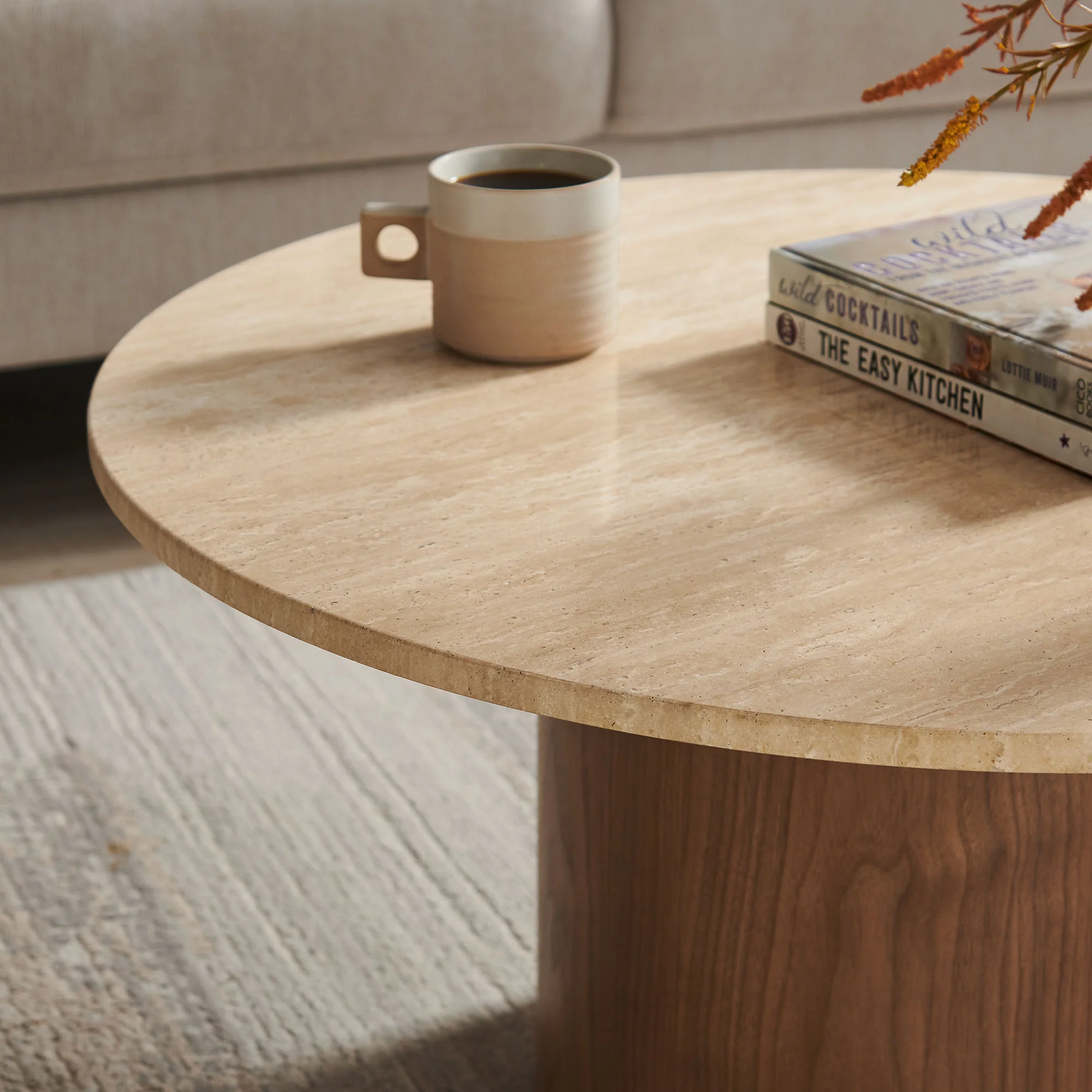 Kioni Round Travertine Coffee Table by Modway - Image 6