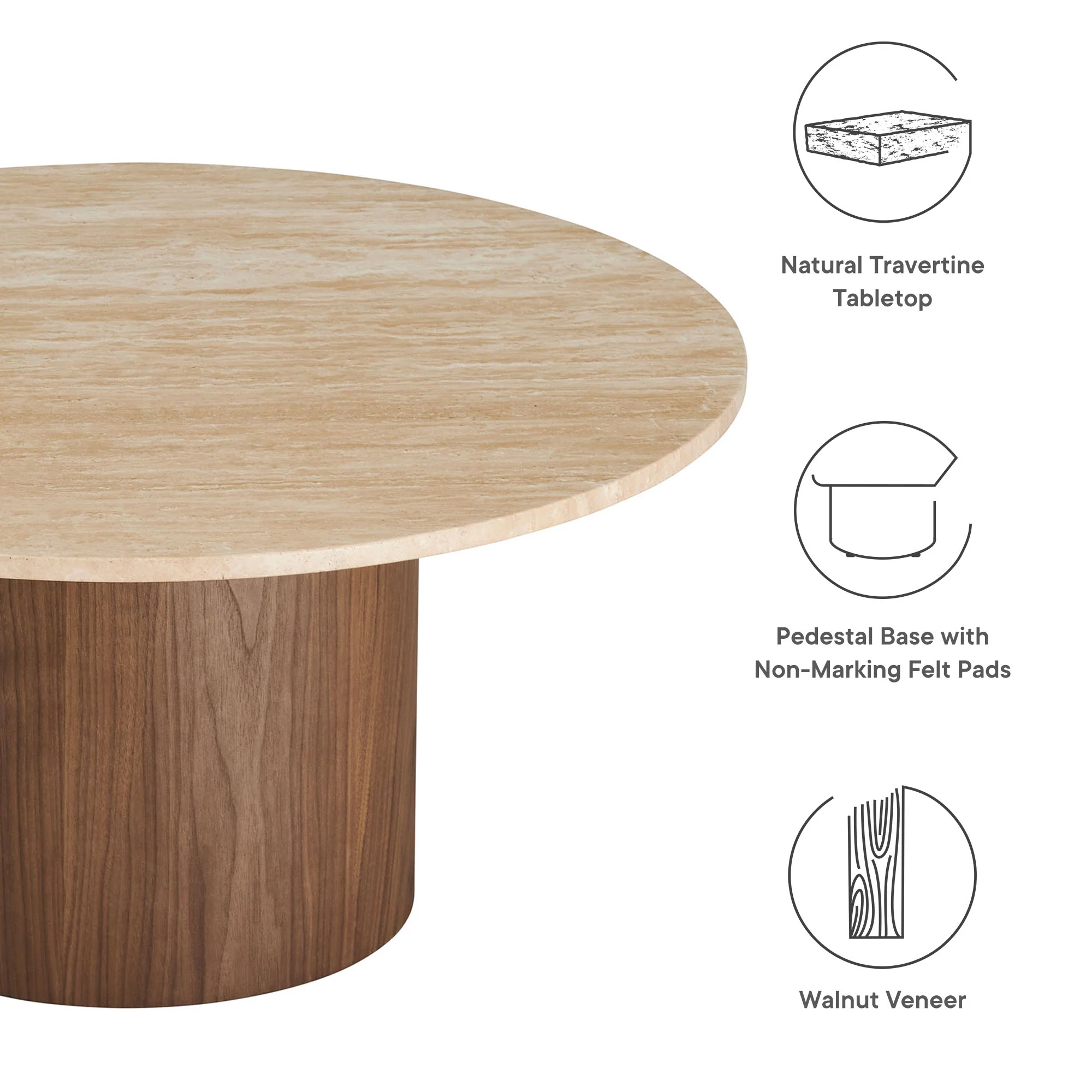 Kioni Round Travertine Coffee Table by Modway - Image 7