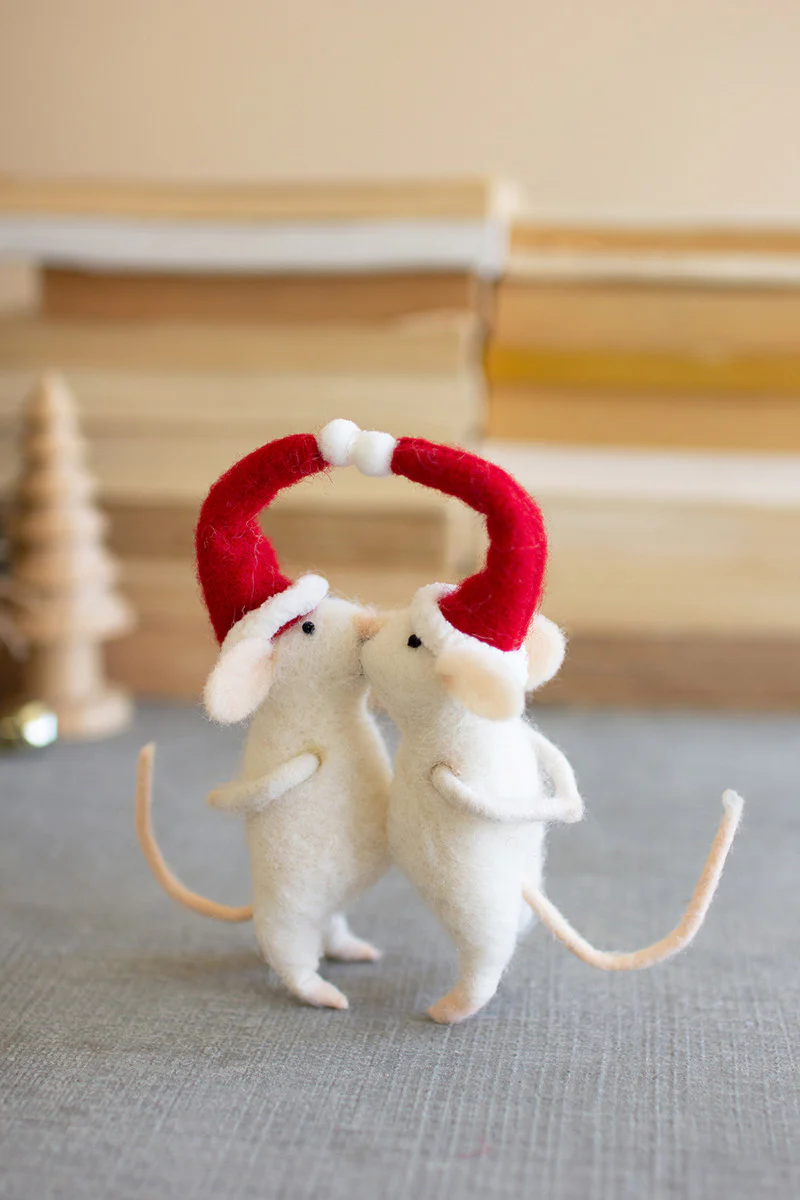 Kissing Felt Christmas Mice (Min 2) By Kalalou - Image 2