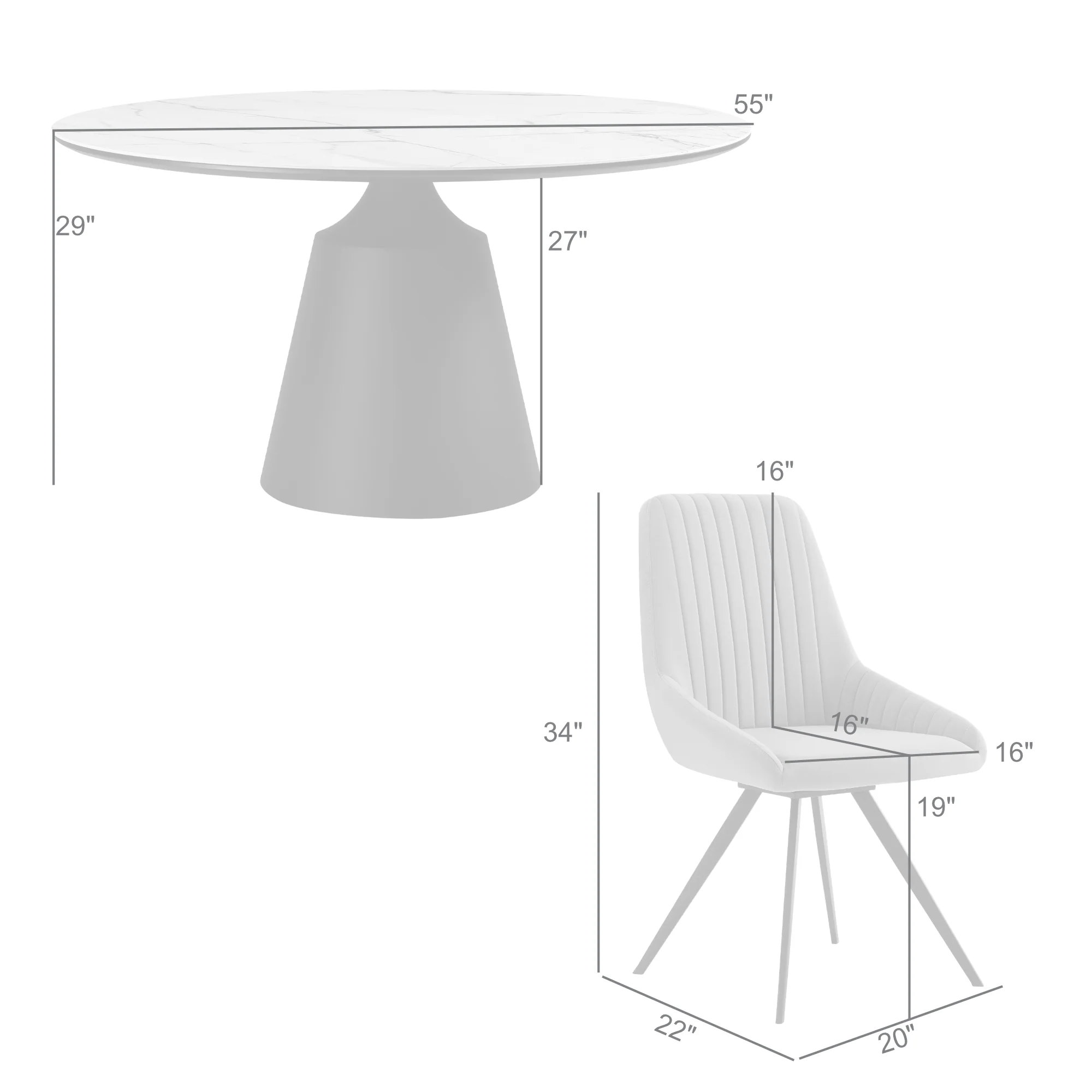 Knox Alison 5 Piece Dining Set with Gray Velvet Chairs By Armen Living - Image 10