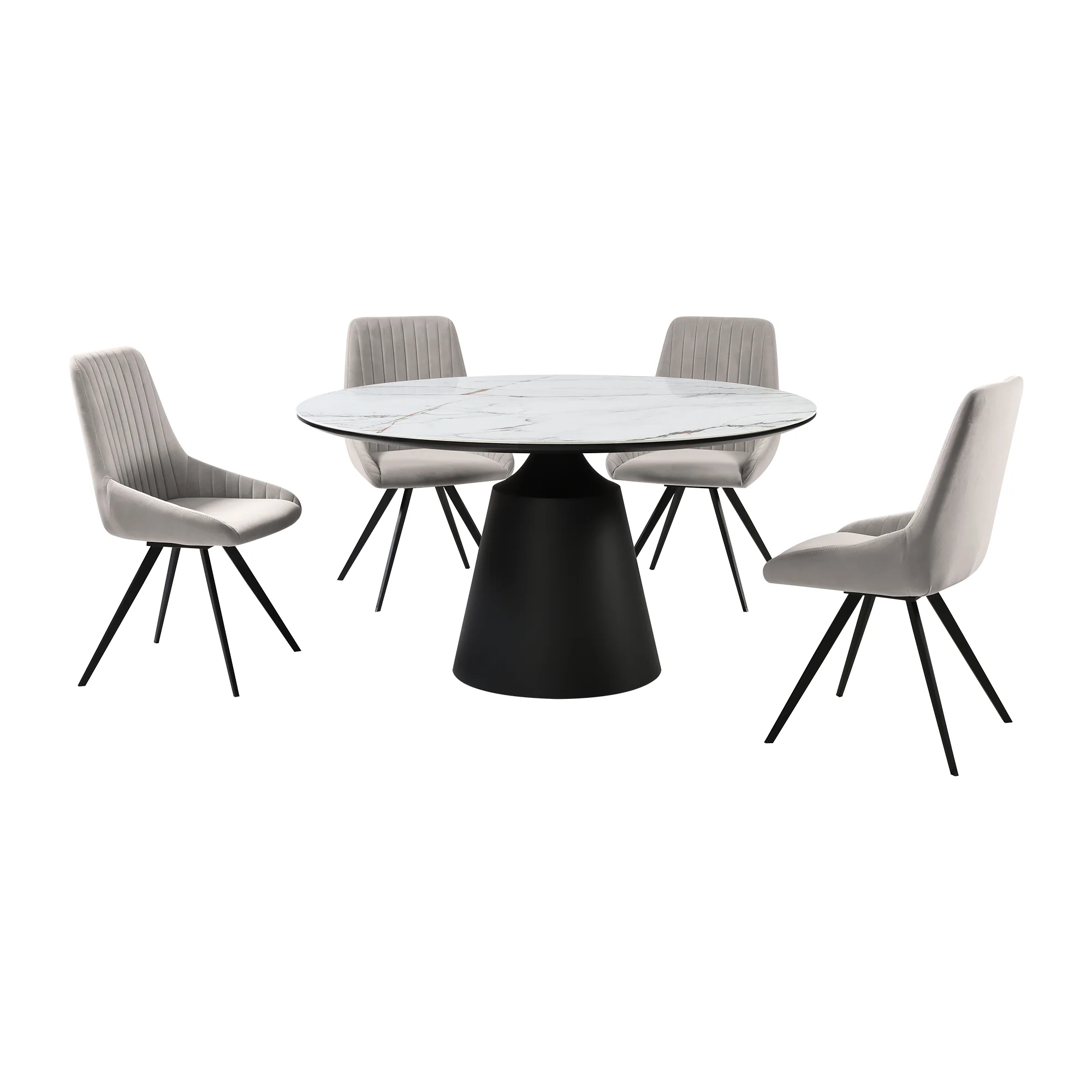 Knox Alison 5 Piece Dining Set with Gray Velvet Chairs By Armen Living - Image 2