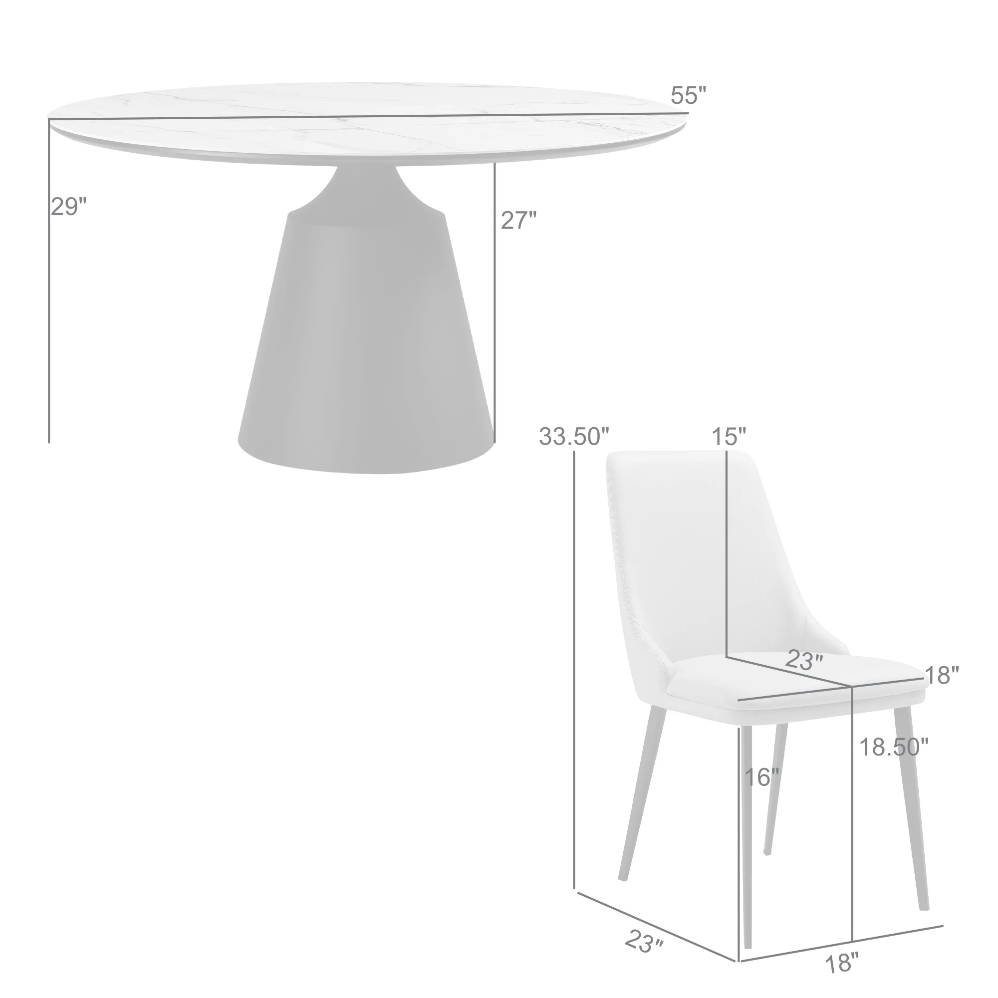 Knox Genesis 7 Piece Dining Set with Stone Top and Beige Faux Leather Chairs By Armen Living - Image 10
