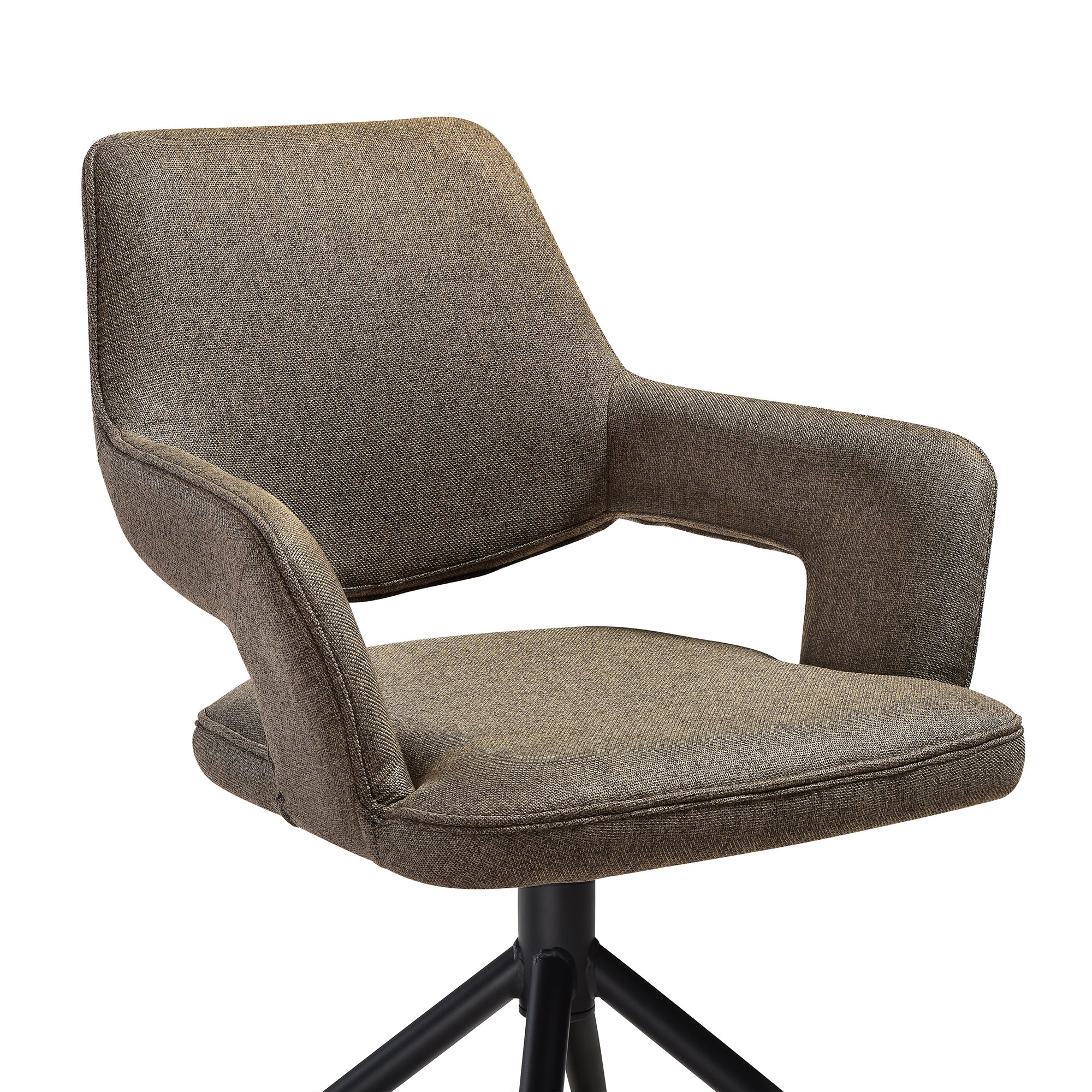 Knox Penny 5 Piece Dining Set with Stone Top and Brown Fabric Chairs By Armen Living - Image 7