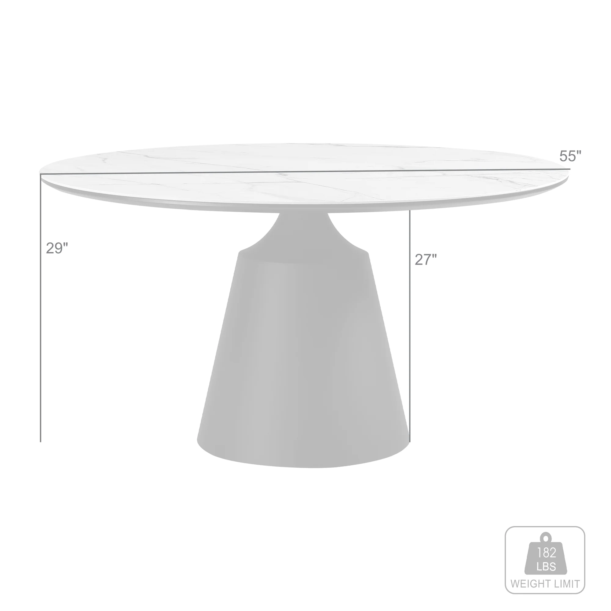 Knox Round Dining Table with Stone Top and Black Metal Base By Armen Living - Image 8