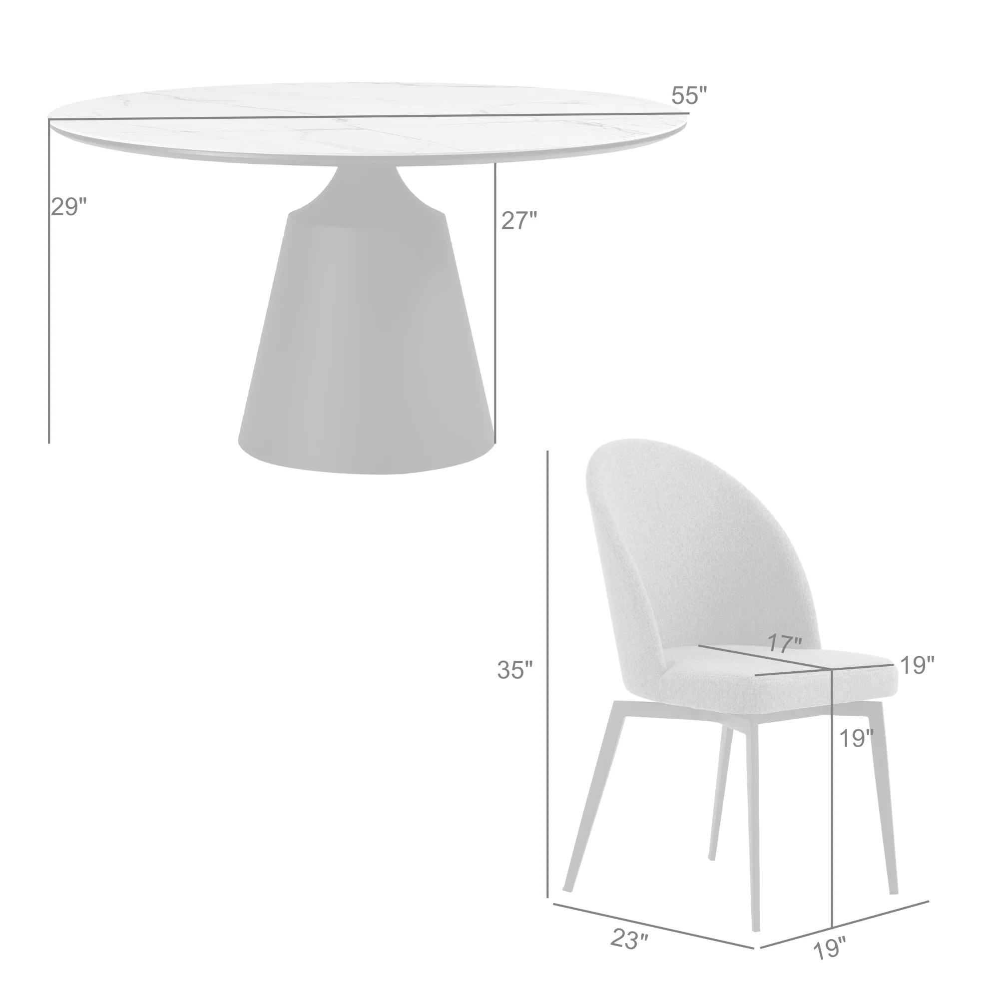 Knox Sunny 5 Piece Dining Set with Gray Fabric Chairs By Armen Living - Image 10
