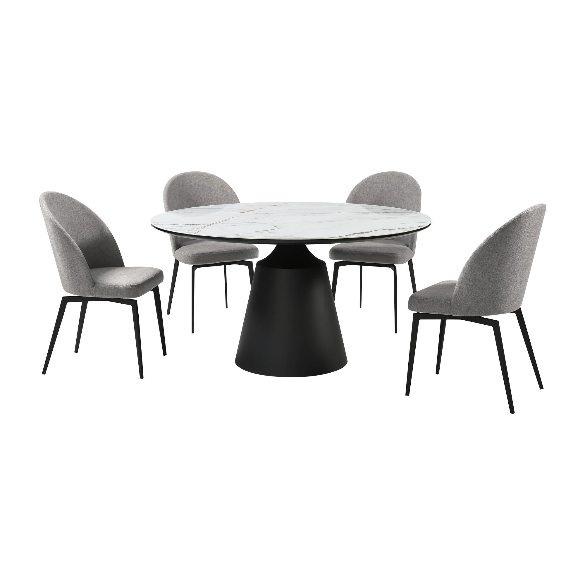Knox Sunny 5 Piece Dining Set with Gray Fabric Chairs By Armen Living - Image 2