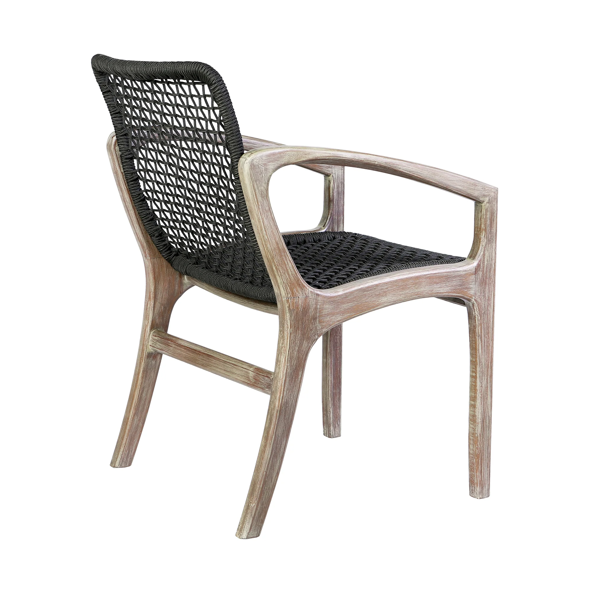 Koala and Brighton 5 Piece Outdoor Patio Dining Set in Dark Eucalyptus Wood and Grey Rope By Armen Living - Image 14