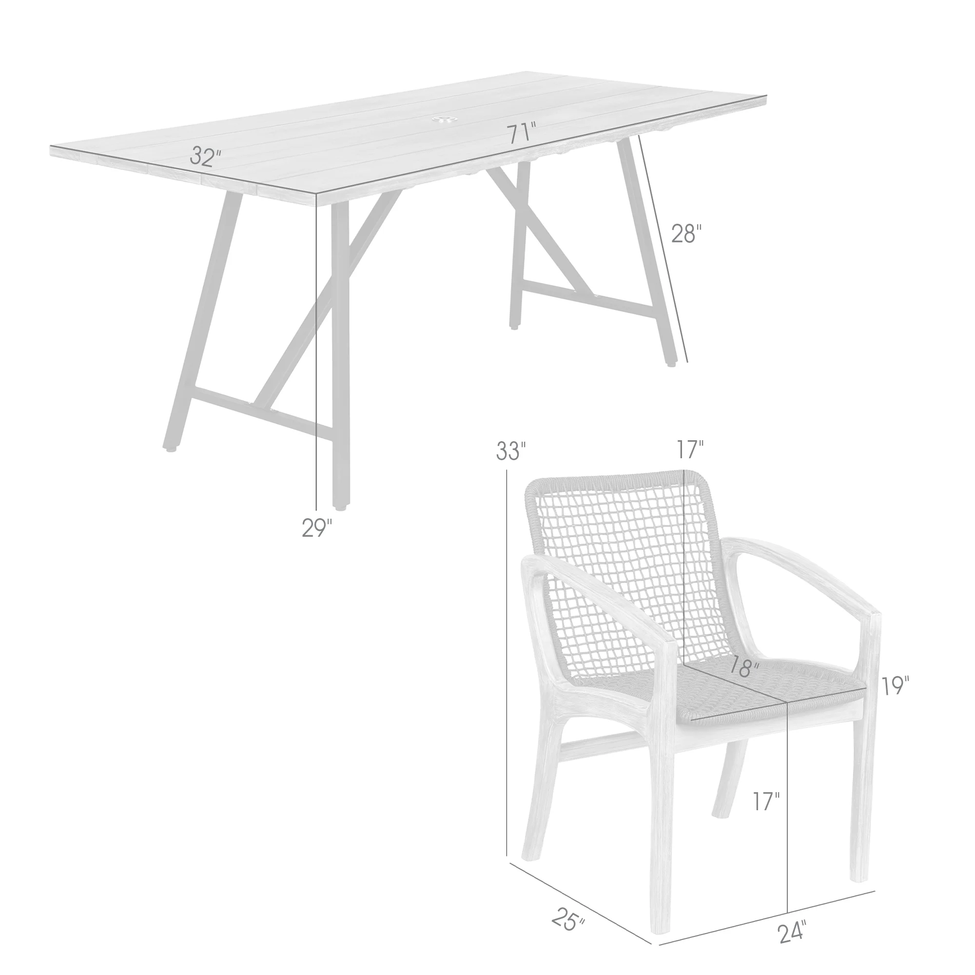 Koala and Brighton 5 Piece Outdoor Patio Dining Set in Dark Eucalyptus Wood and Grey Rope By Armen Living - Image 19
