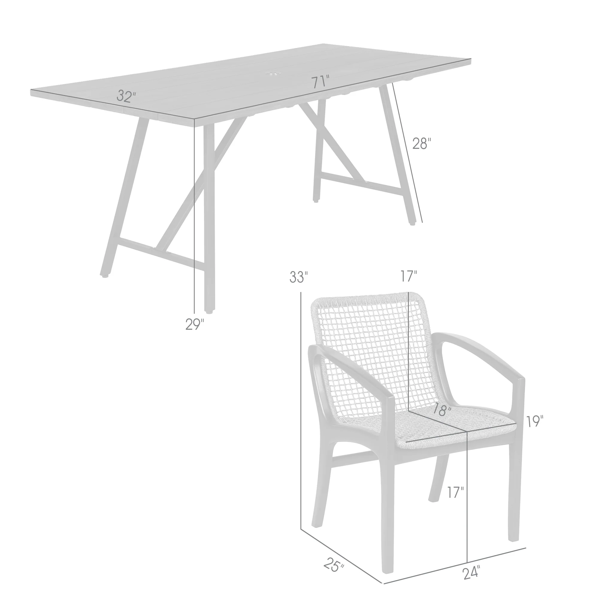 Koala and Brighton 5 Piece Outdoor Patio Dining Set in Dark Eucalyptus Wood and Grey Rope By Armen Living - Image 9