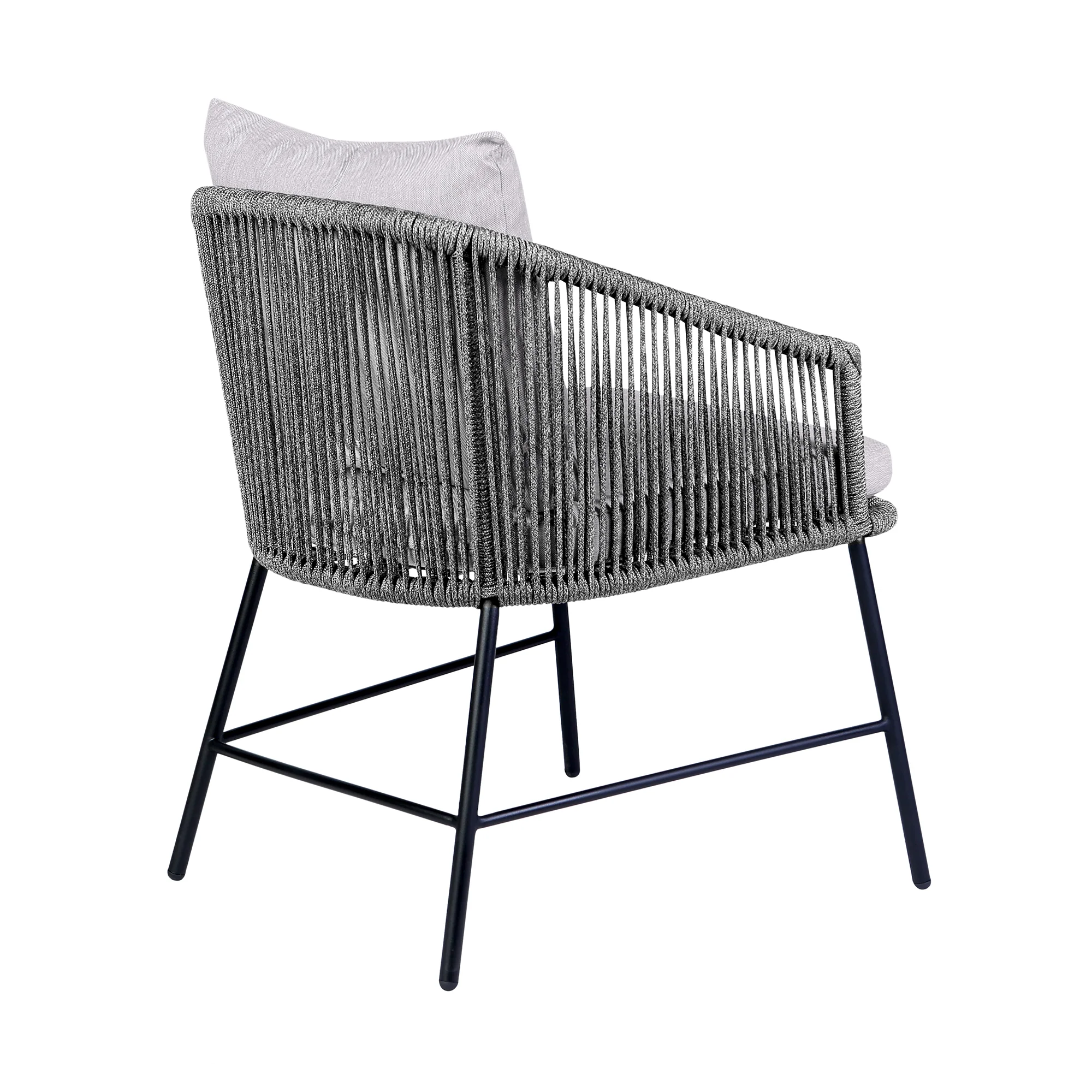 Koala and Calica 5 Piece Dining Set in Dark Eucalyptus and Metal with Grey Rope By Armen Living - Image 4