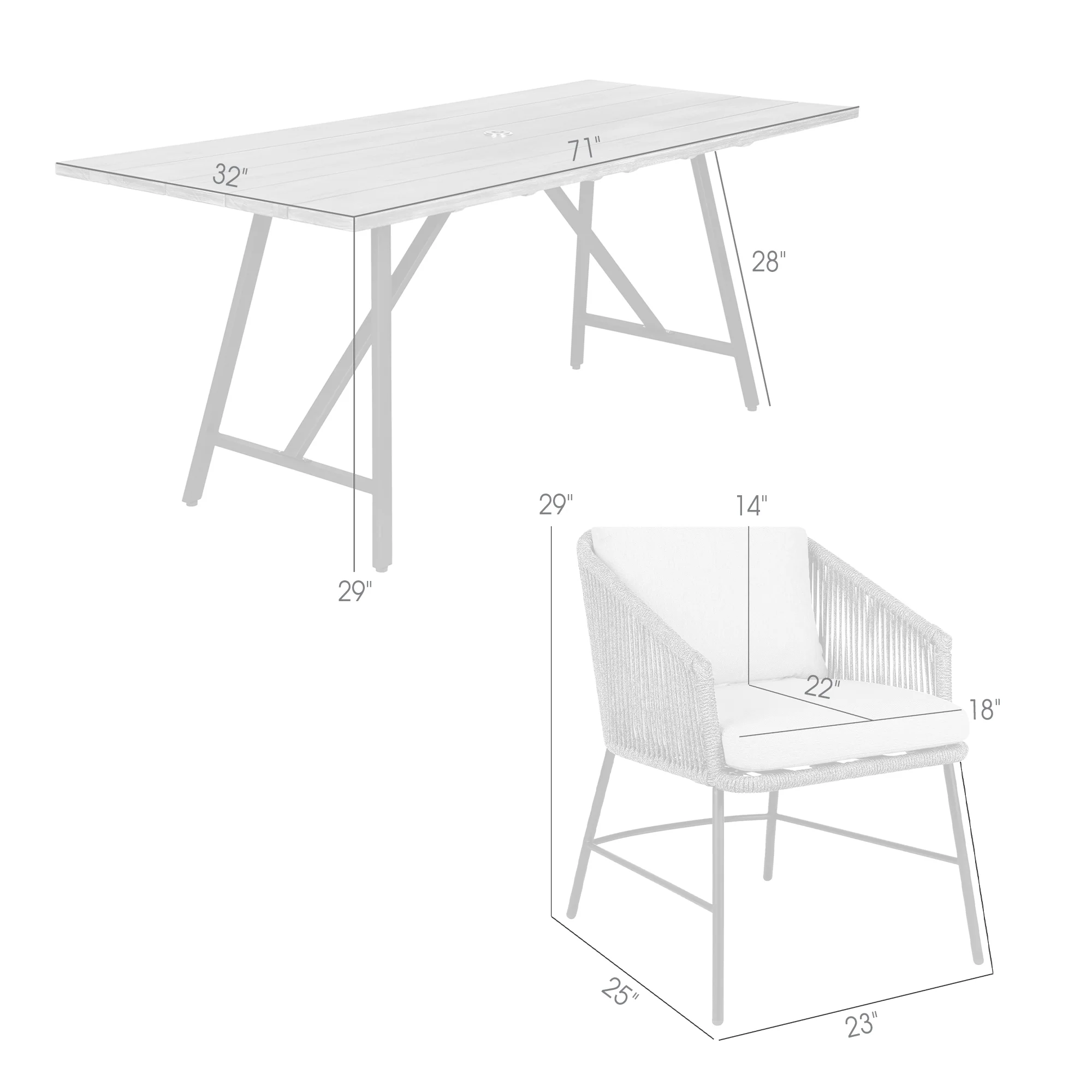 Koala and Calica 5 Piece Dining Set in Light Eucalyptus and Metal with Grey Rope By Armen Living - Image 9