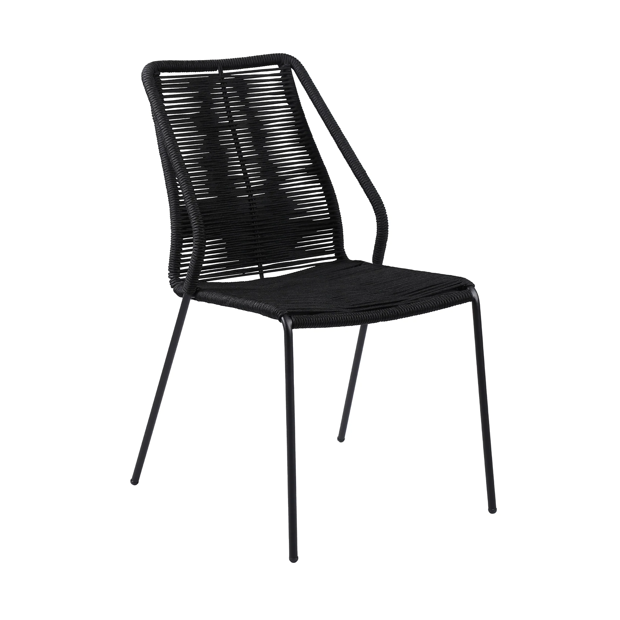 Koala and Clip 5 Piece Dining Set in Dark Eucalyptus Wood and Metal with Black Rope  By Armen Living - Image 3