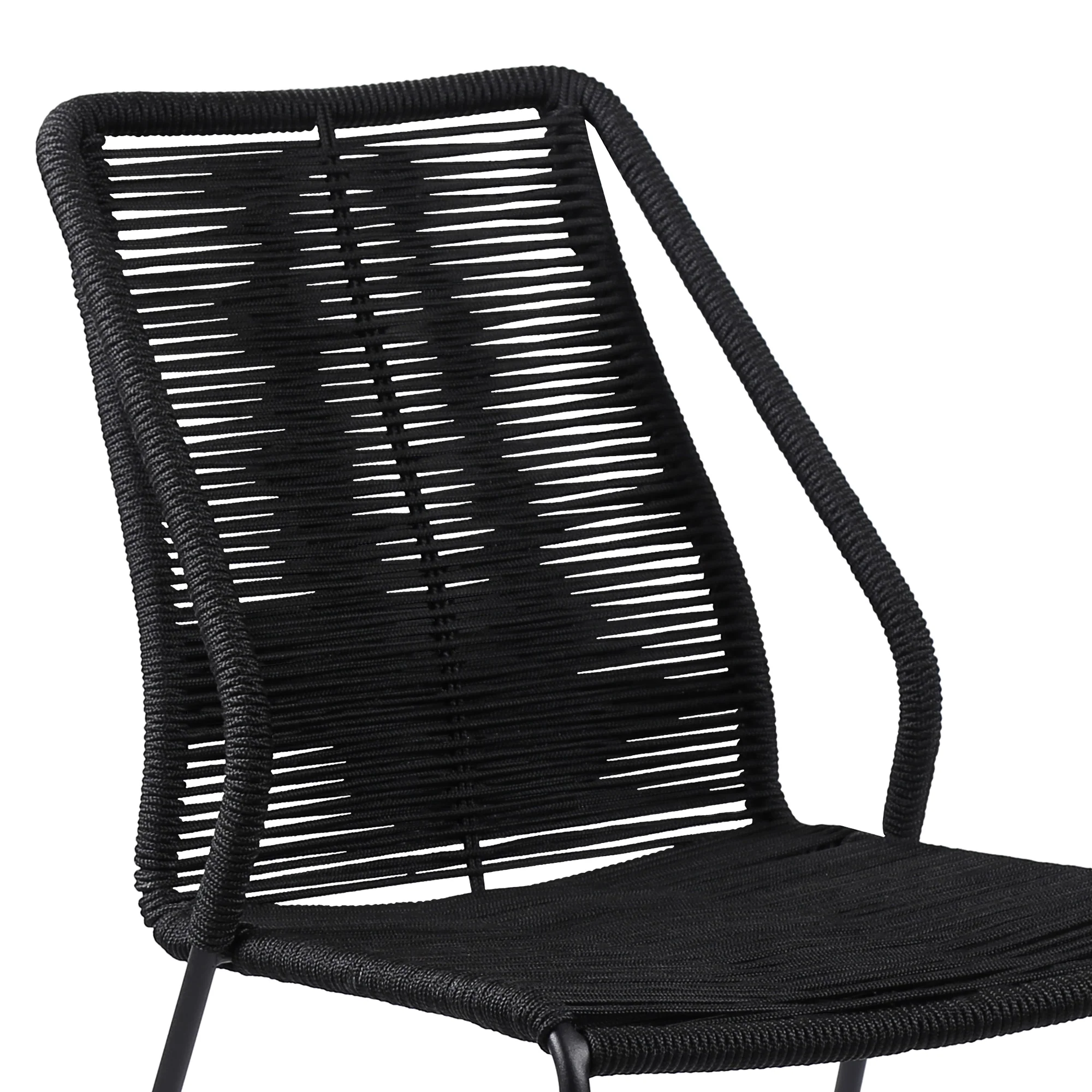 Koala and Clip 5 Piece Dining Set in Dark Eucalyptus Wood and Metal with Black Rope  By Armen Living - Image 7