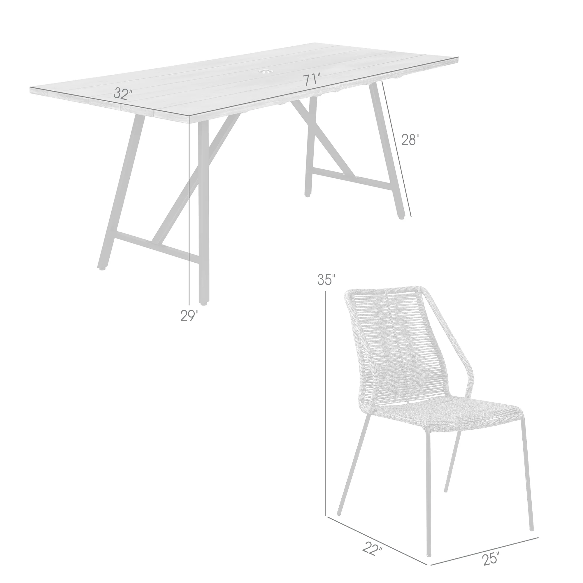 Koala and Clip 5 Piece Dining Set in Dark Eucalyptus Wood and Metal with Black Rope  By Armen Living - Image 9