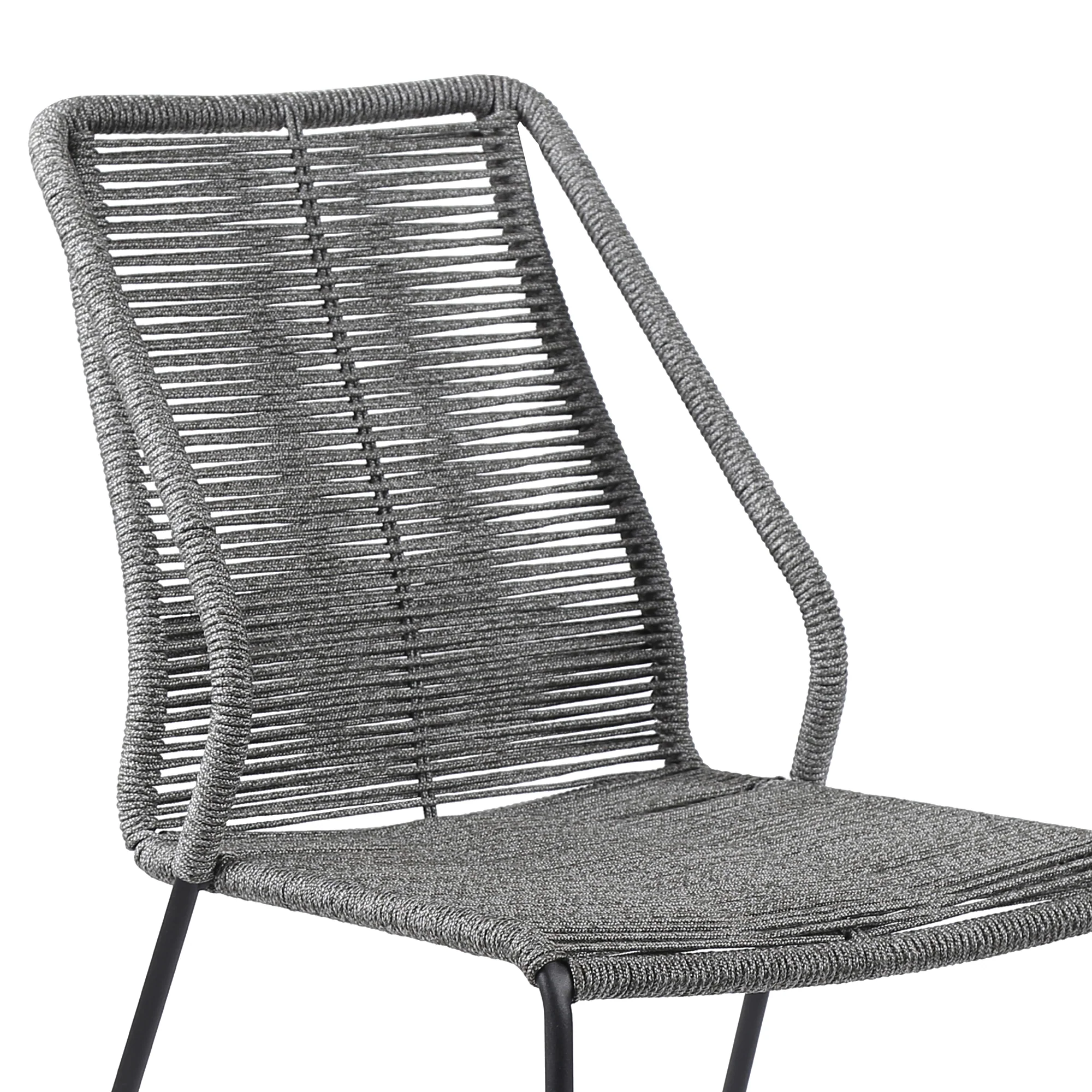 Koala and Clip 5 Piece Dining Set in Light Eucalyptus Wood and Metal with Grey Rope  By Armen Living - Image 7