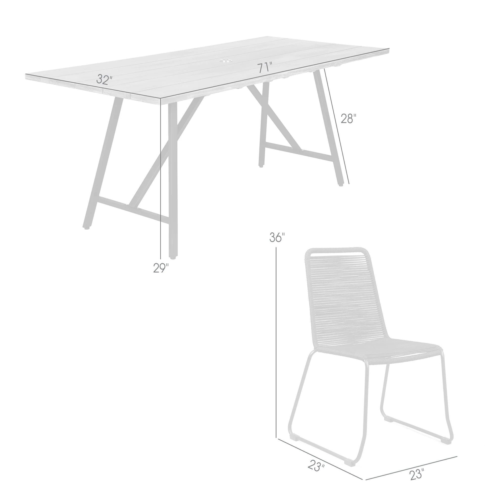 Koala and Shasta 5 Piece Dining Set in Dark Eucalyptus and Metal with Black Rope By Armen Living - Image 9