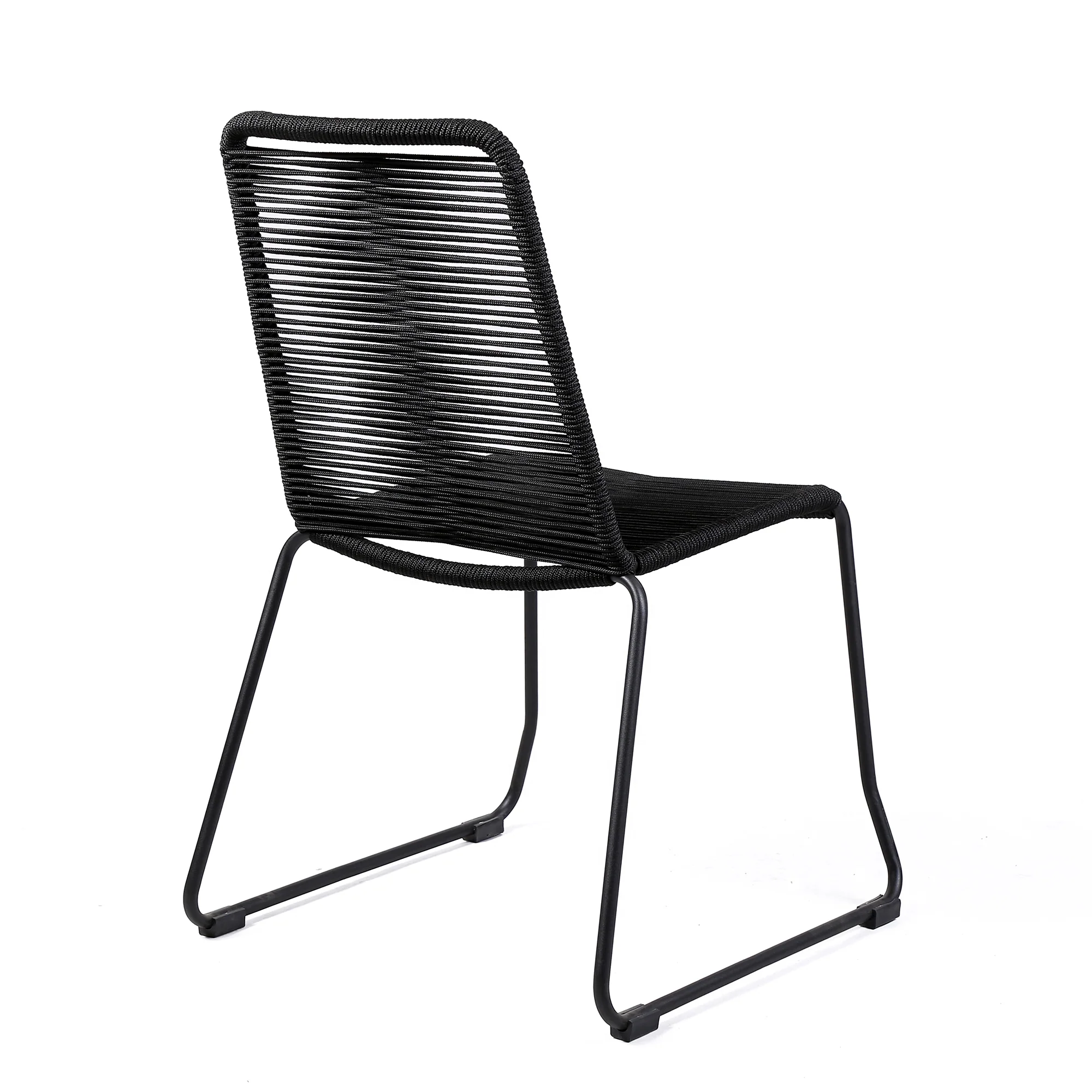 Koala and Shasta 5 Piece Outdoor Patio Dining Set in Light Eucalyptus Wood and Black Rope By Armen Living - Image 4