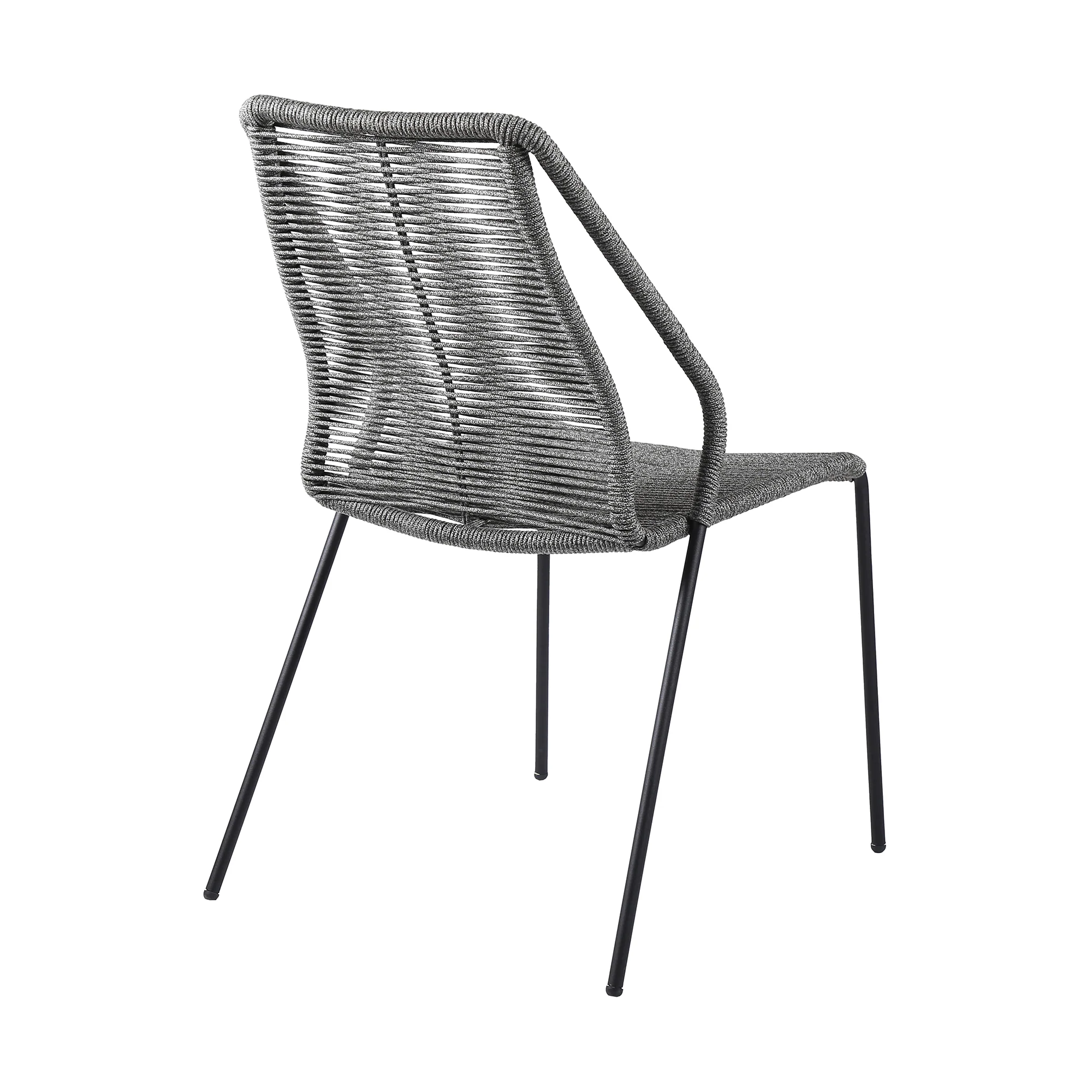 Koala Clip and Camino 5 Piece Outdoor Dining Set in Dark Eucalyptus with Grey Rope By Armen Living - Image 4