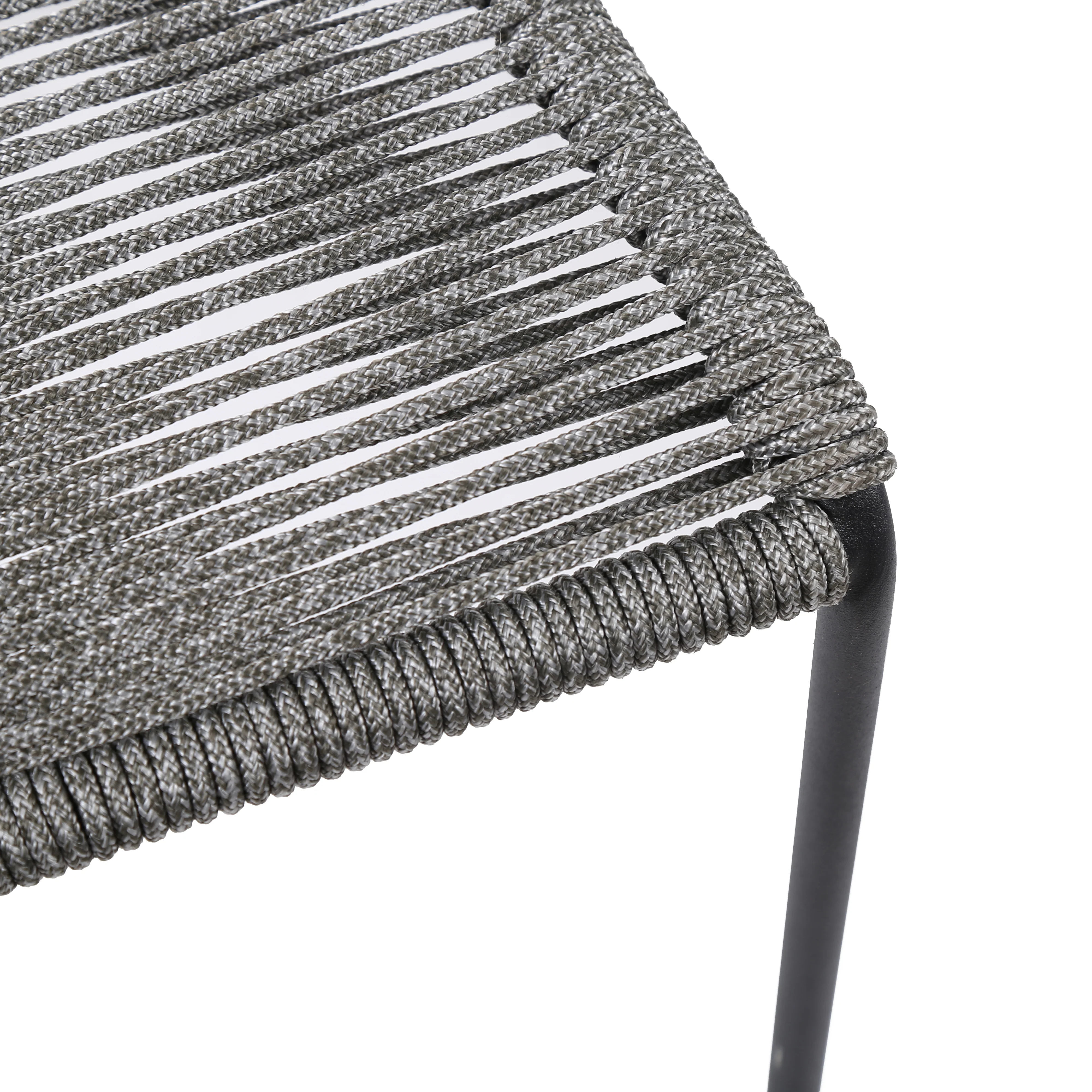 Koala Clip and Camino 6 Piece Outdoor Dining Set in Dark Eucalyptus with Grey Rope By Armen Living - Image 8