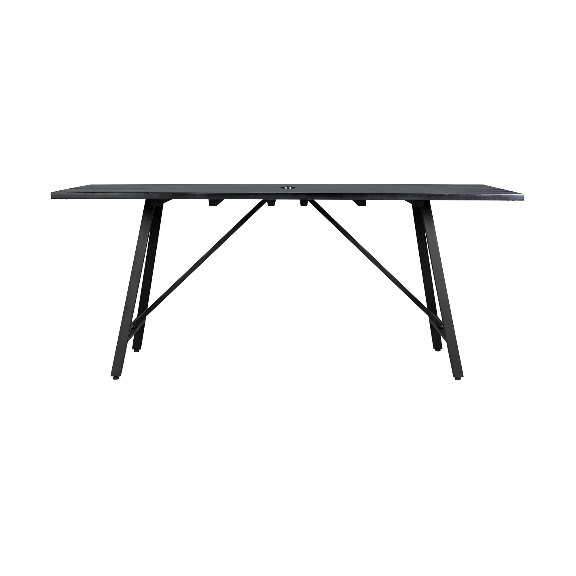 Koala Outdoor Patio Dark Eucalyptus Wood and Metal Rectangle Dining Table By Armen Living - Image 4