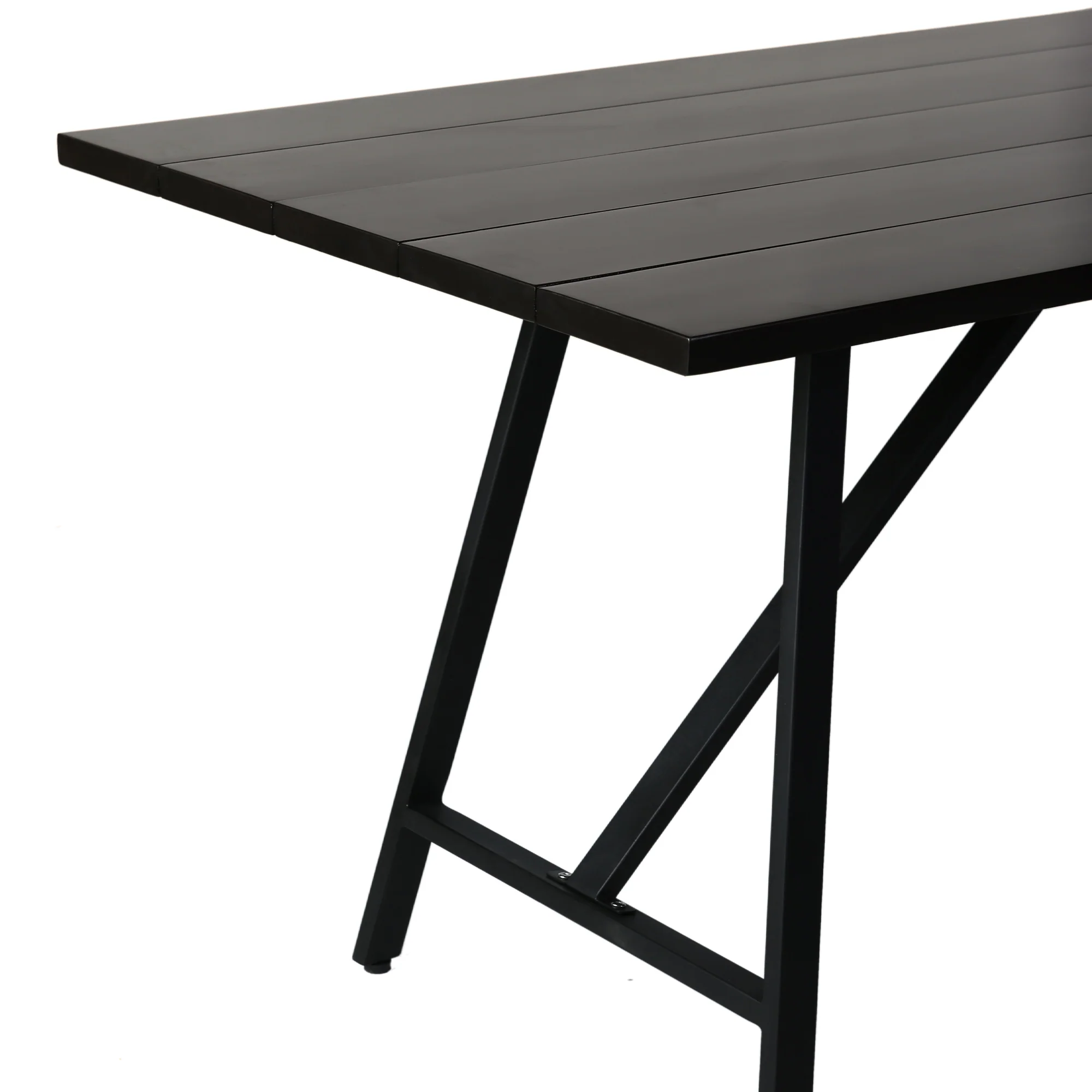Koala Outdoor Patio Dark Eucalyptus Wood and Metal Rectangle Dining Table By Armen Living - Image 5