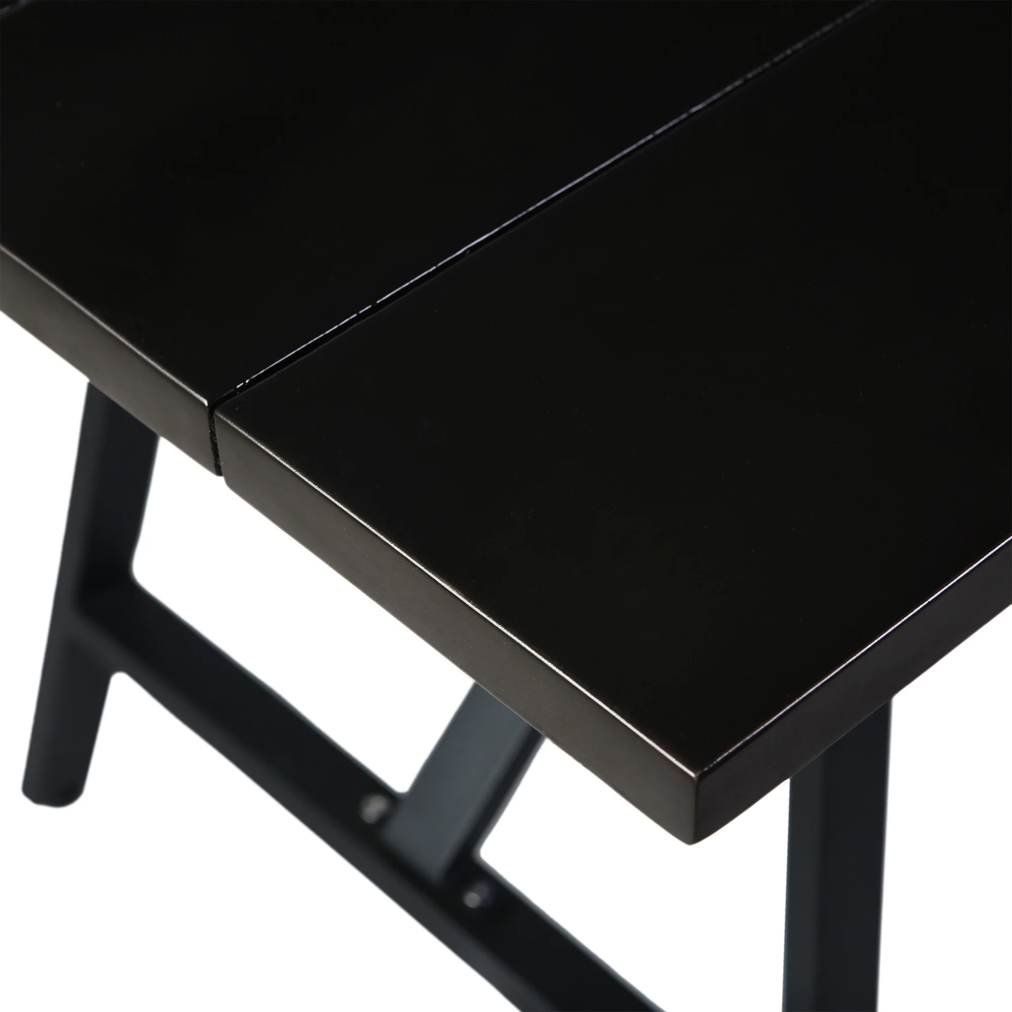 Koala Outdoor Patio Dark Eucalyptus Wood and Metal Rectangle Dining Table By Armen Living - Image 6
