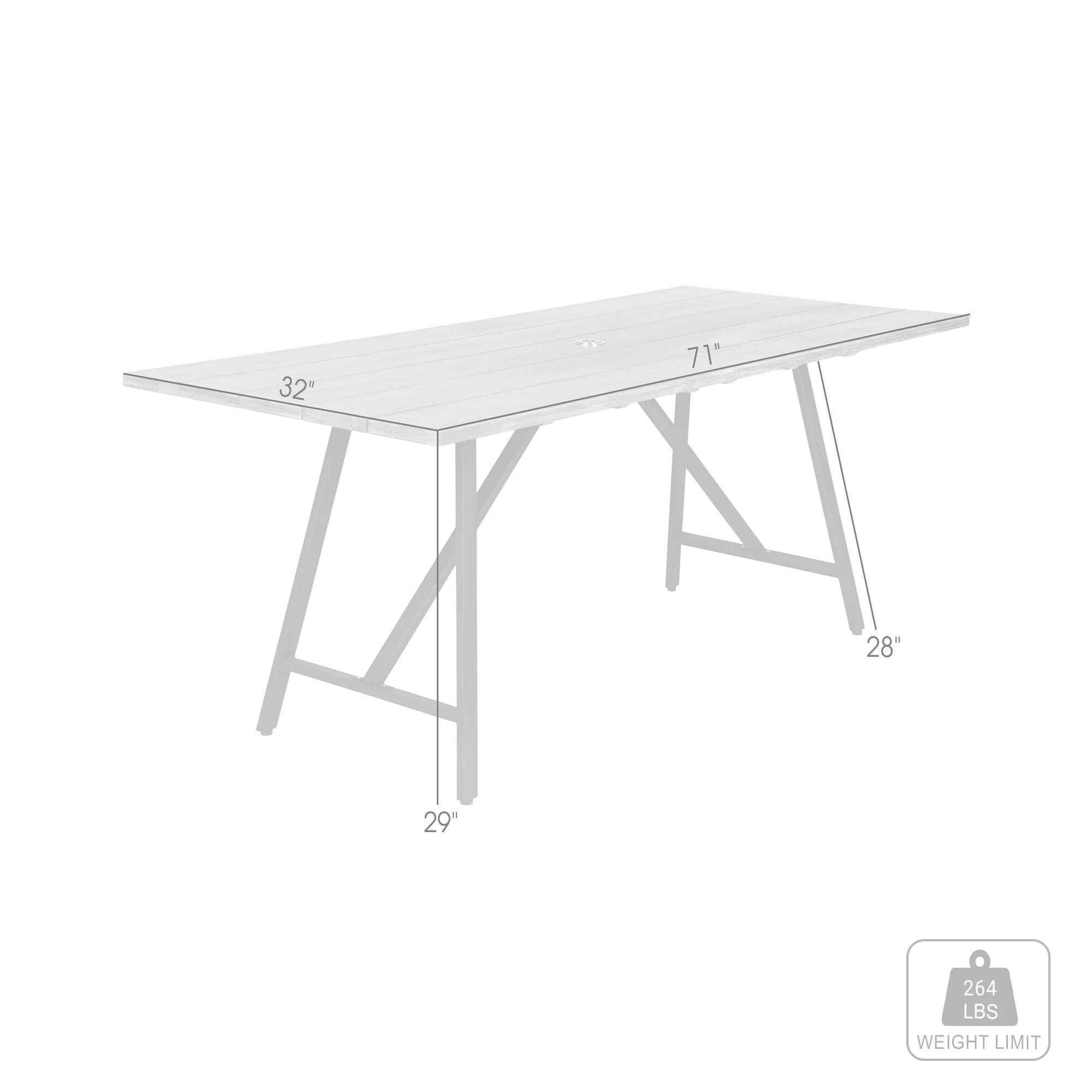 Koala Outdoor Patio Dark Eucalyptus Wood and Metal Rectangle Dining Table By Armen Living - Image 9