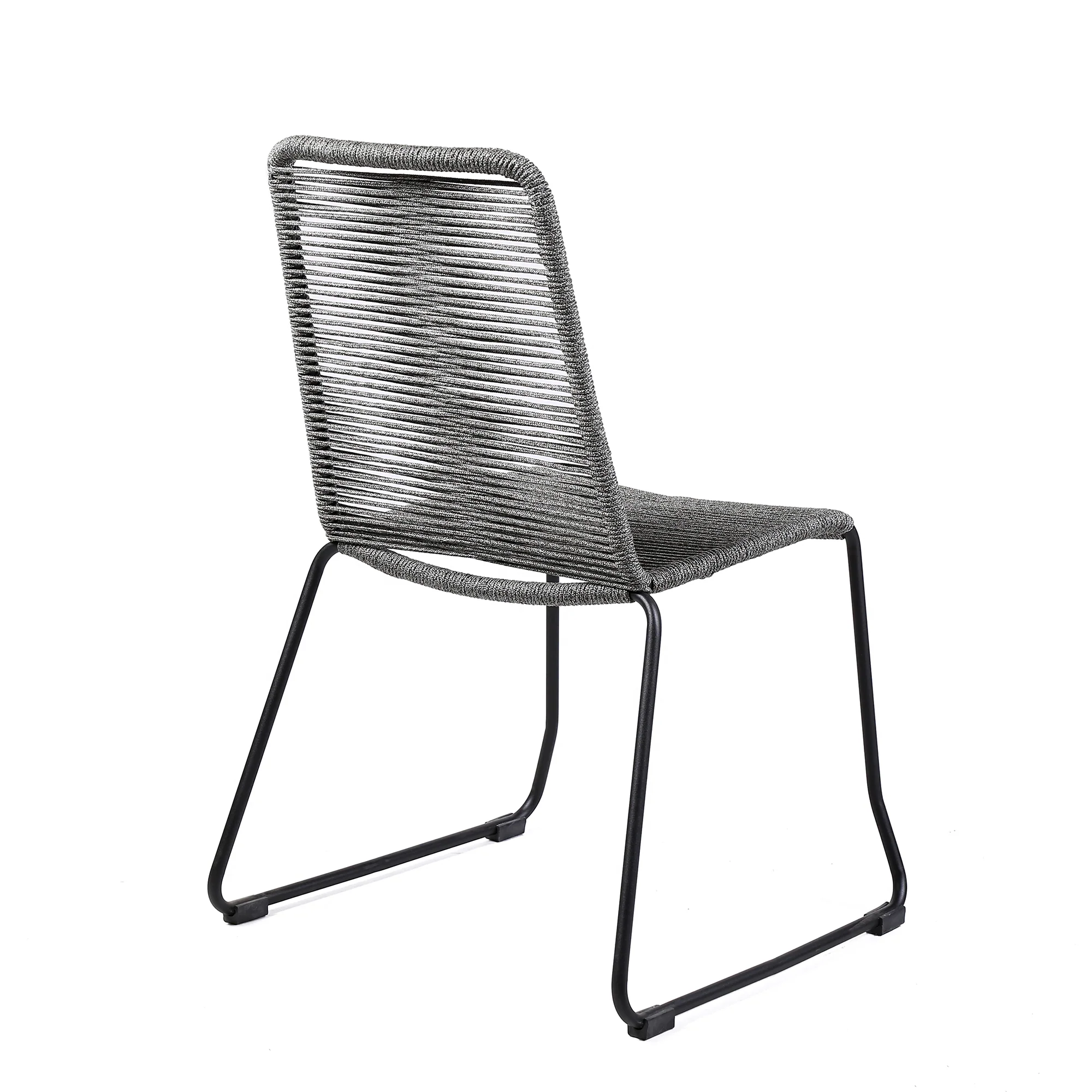 Koala Shasta and Camino 5 Piece Outdoor Dining Set in Dark Eucalyptus Wood with Grey Rope By Armen Living - Image 4