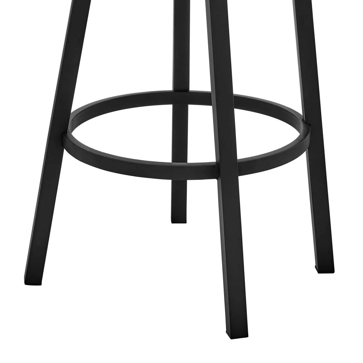 Kobe 30" Bar Height Swivel Bar Stool in Black Finish and Black Faux Leather By Armen Living - Image 7