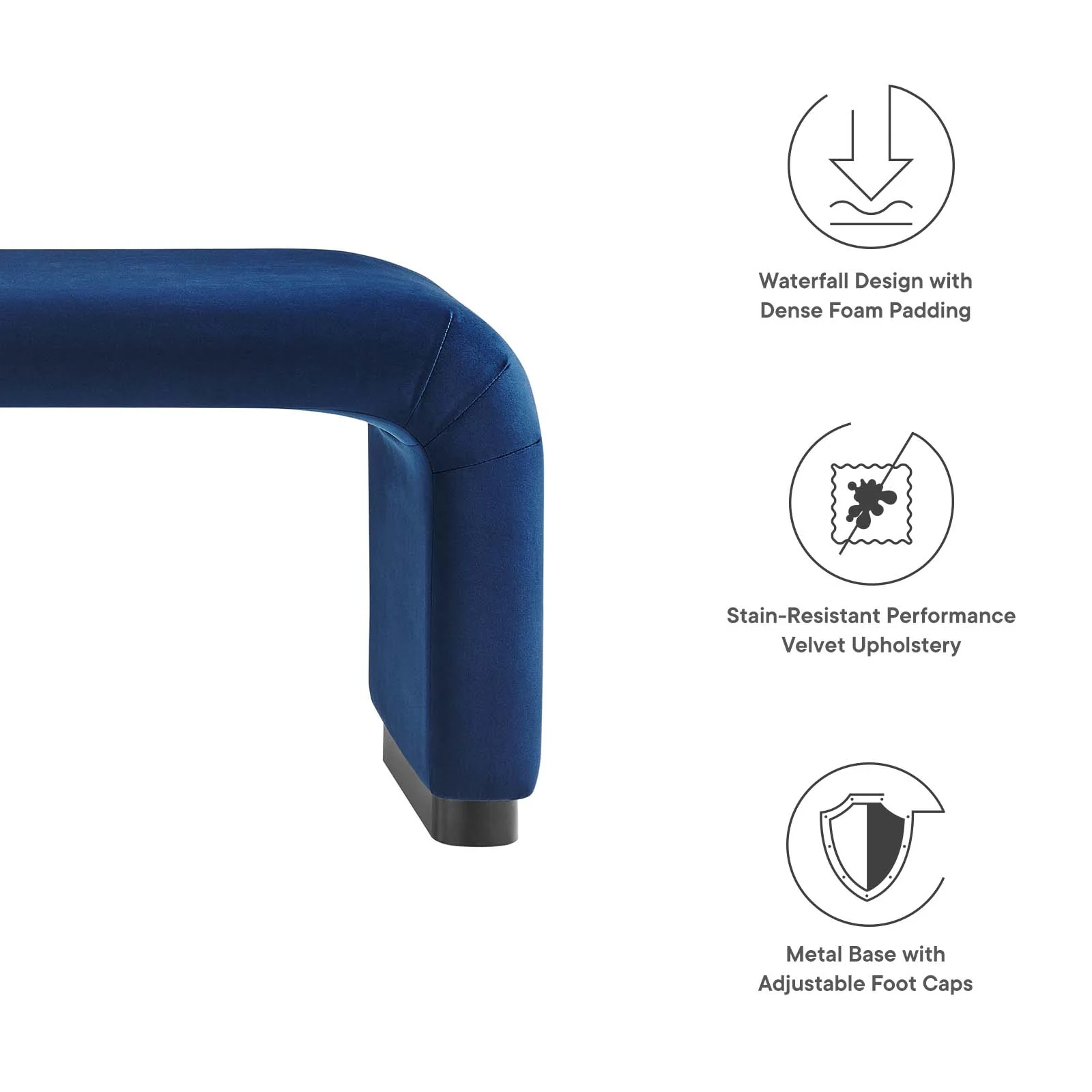 Koda Performance Velvet Waterfall Long Bench By Modway - EEI-6734 - Image 14