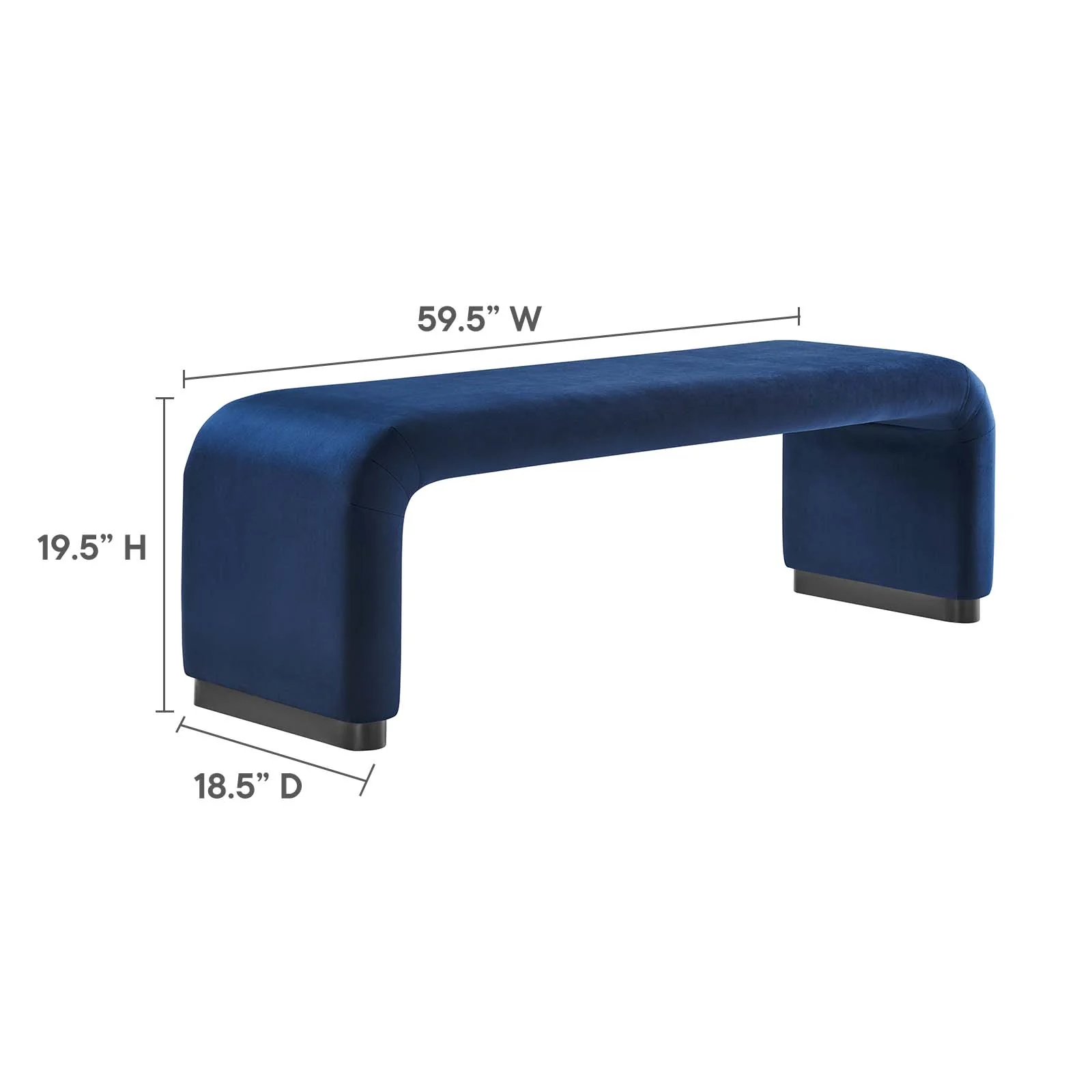 Koda Performance Velvet Waterfall Long Bench By Modway - EEI-6734 - Image 15