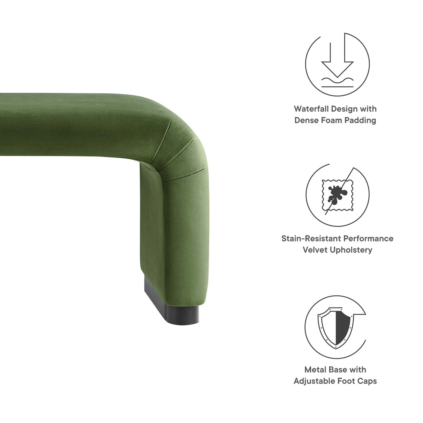 Koda Performance Velvet Waterfall Long Bench By Modway - EEI-6734 - Image 22