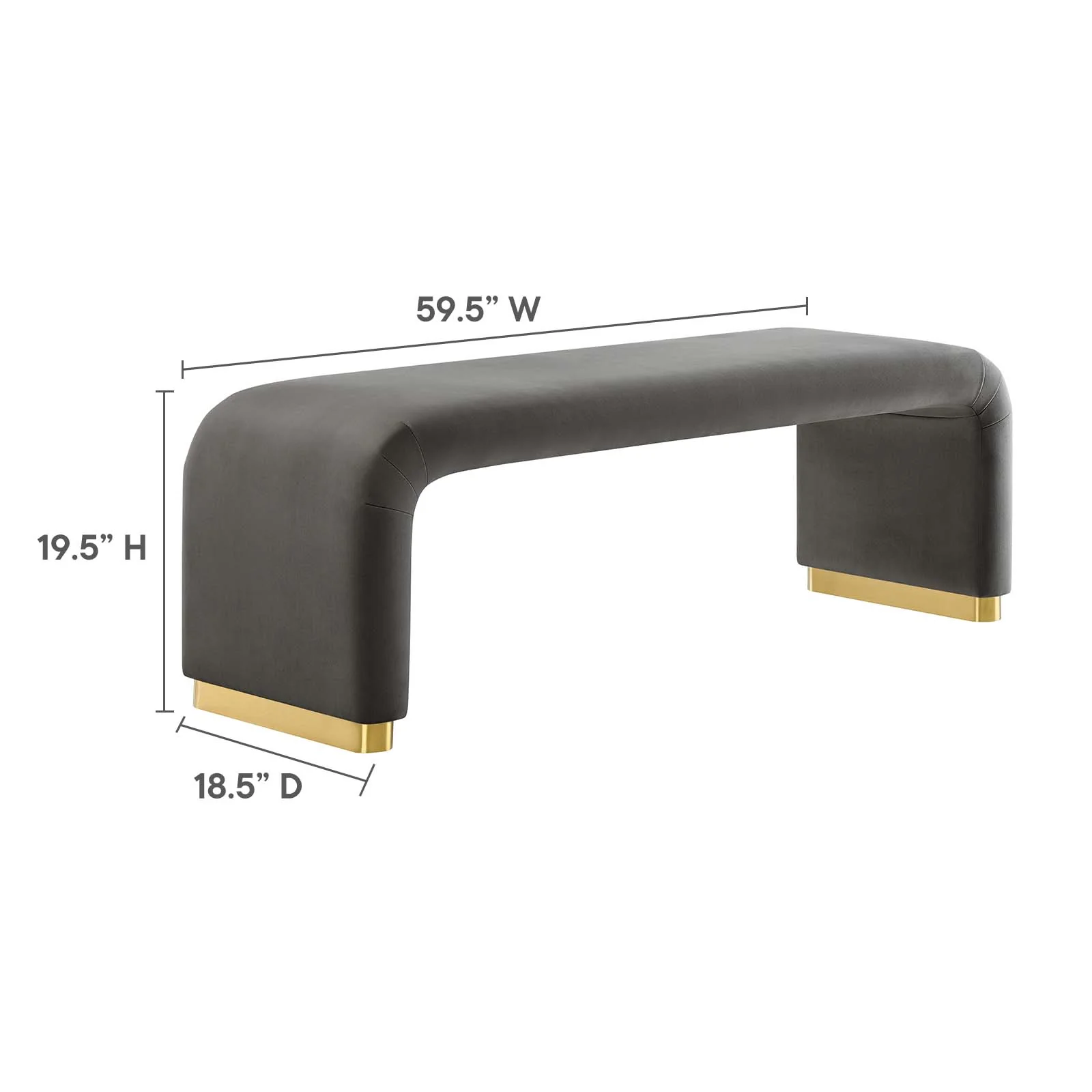 Koda Performance Velvet Waterfall Long Bench By Modway - EEI-6734 - Image 55