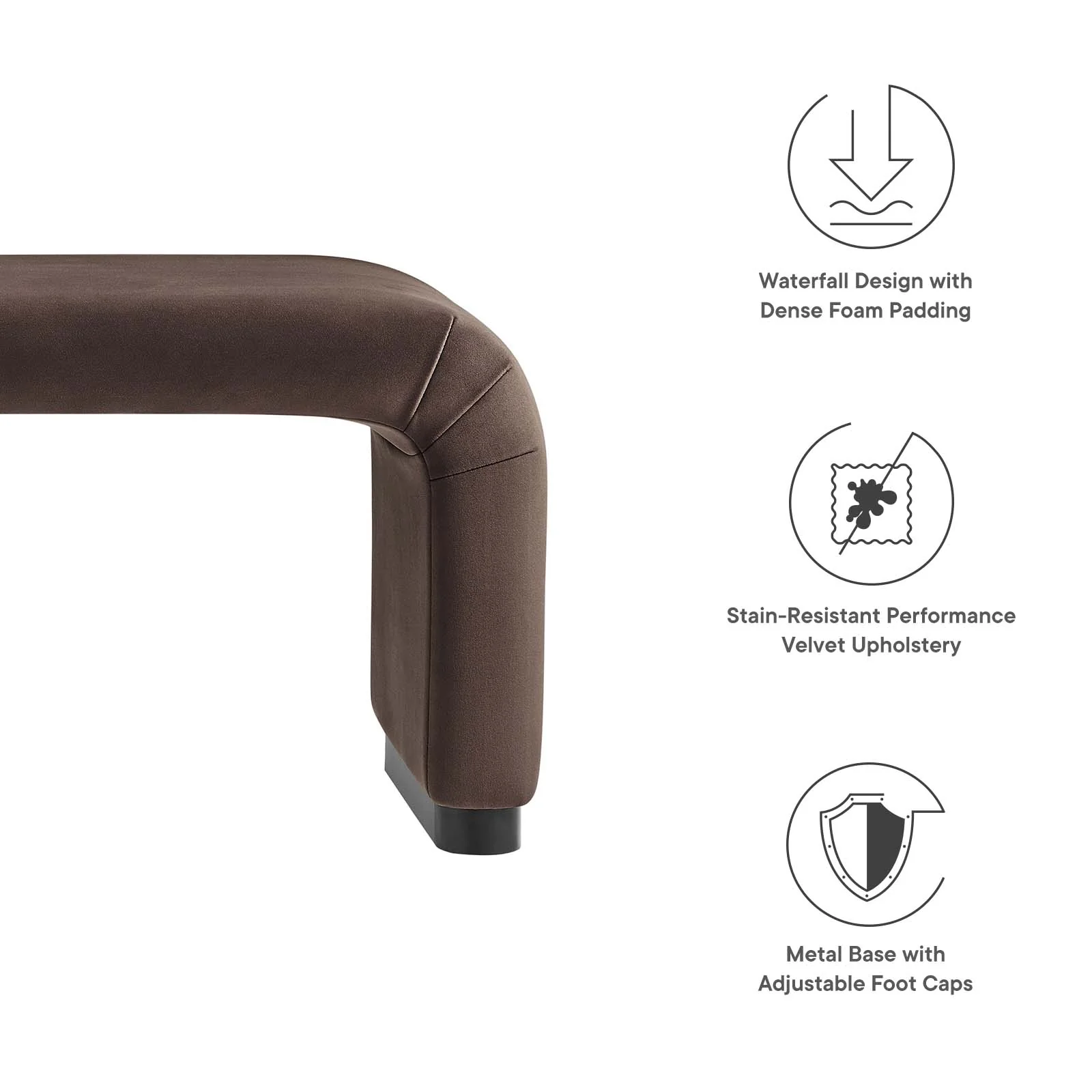 Koda Performance Velvet Waterfall Long Bench By Modway - EEI-6734 - Image 6