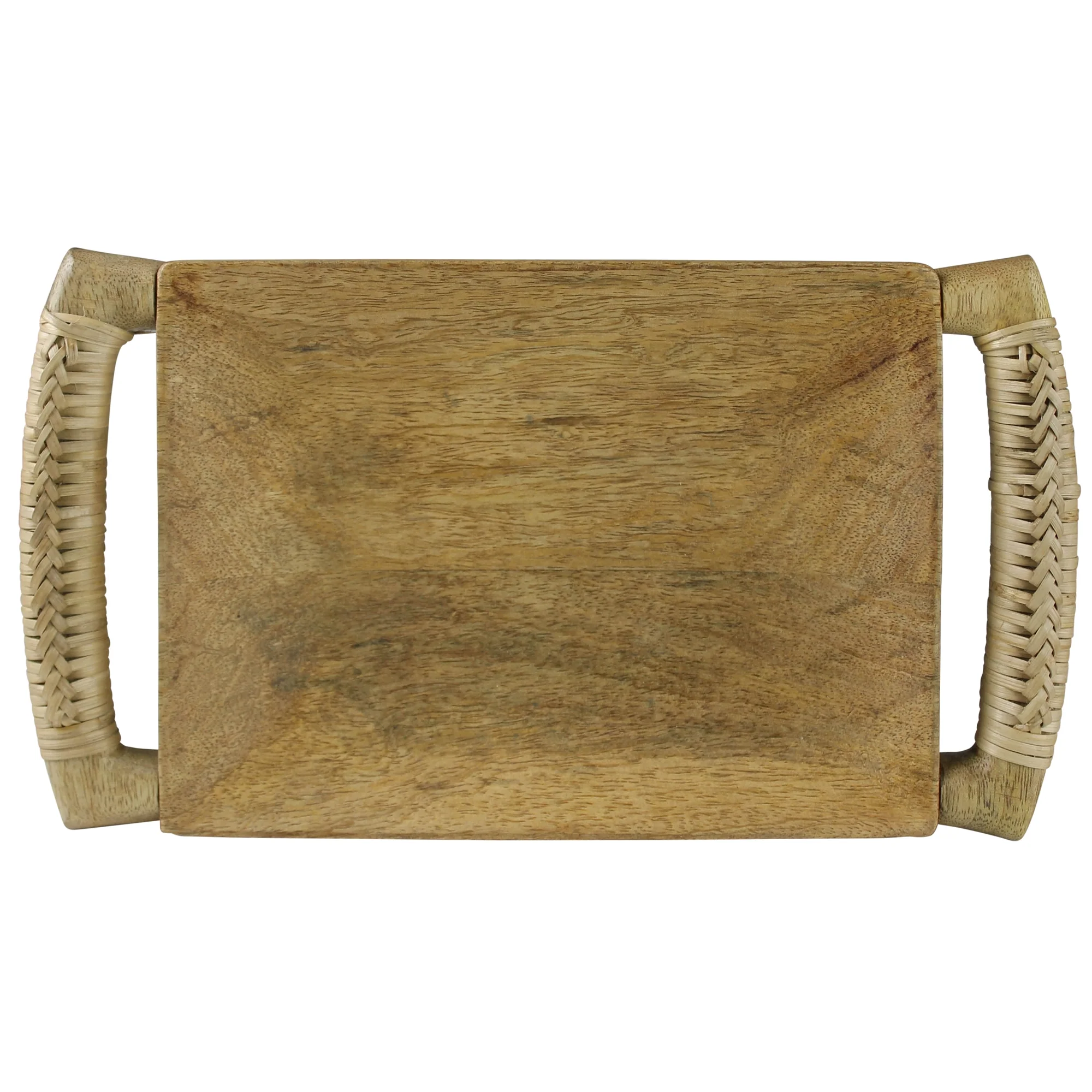 Kota Tray, Wood with Rattan Handles Set Of 2 By HomArt - Image 2