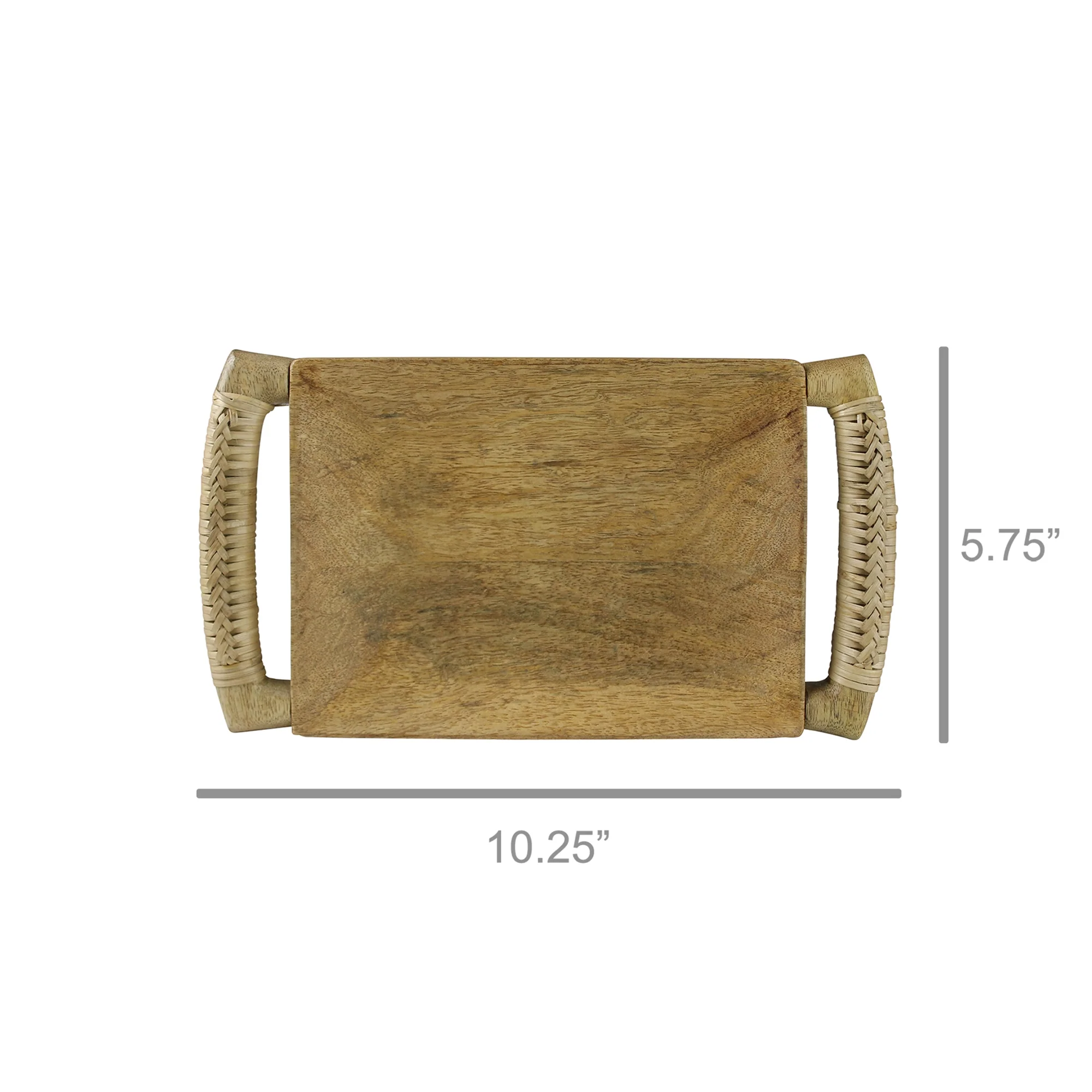 Kota Tray, Wood with Rattan Handles Set Of 2 By HomArt - Image 3