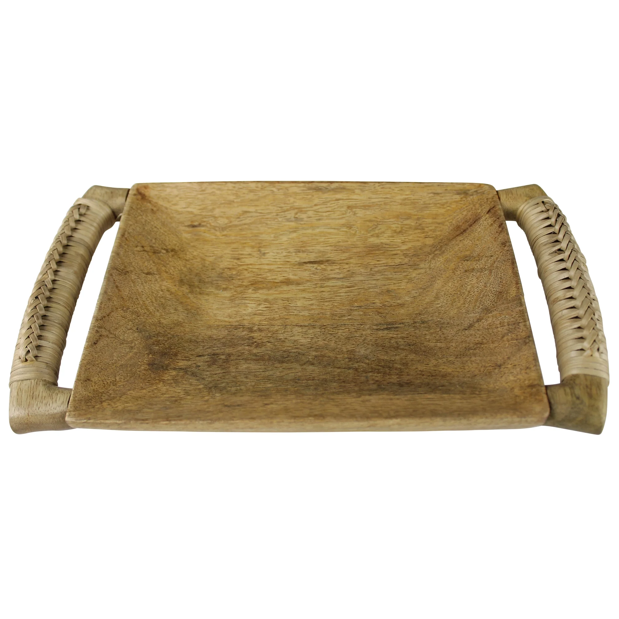 Kota Tray, Wood with Rattan Handles Set Of 2 By HomArt - Image 4