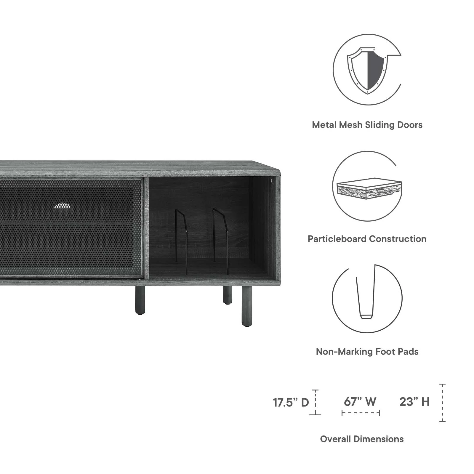Kurtis 67" TV and Vinyl Record Stand By Modway - EEI-6236 - Image 8