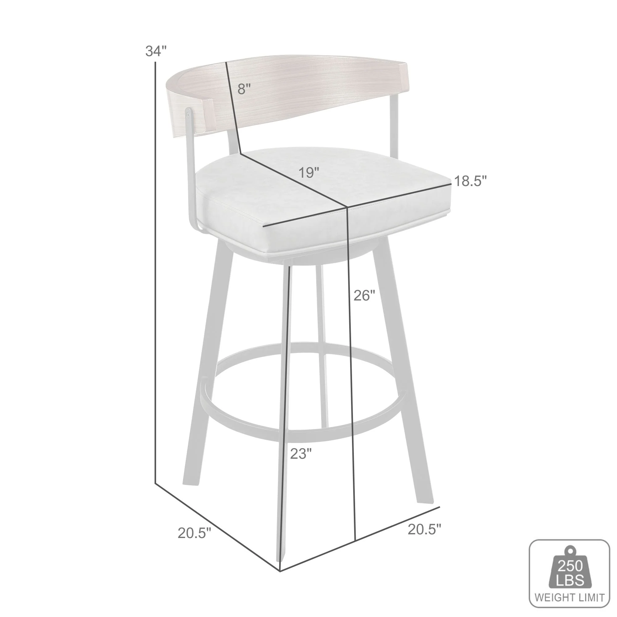 Lacey 26" Swivel Counter Stool in Black Iron with Walnut Finish and Vintage Black Faux Leather By Armen Living - Image 9