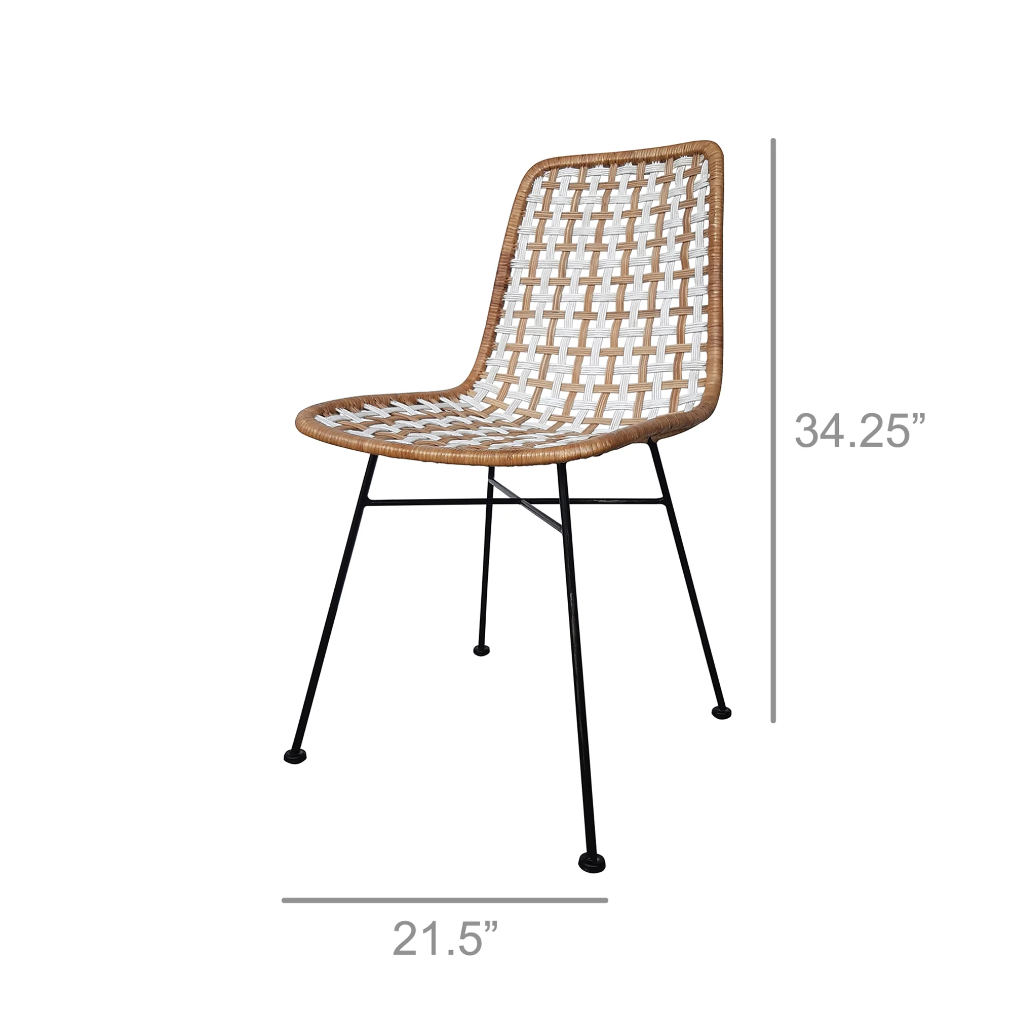Lana Dining Chair, Iron & Rattan By HomArt - Image 2